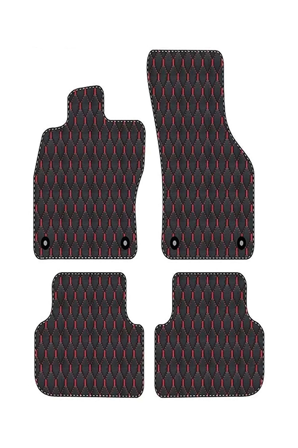 DACİA SOLENZA 2003-2005 Uyumlu Kırmızı Dikişli Siyah Deri Paspas