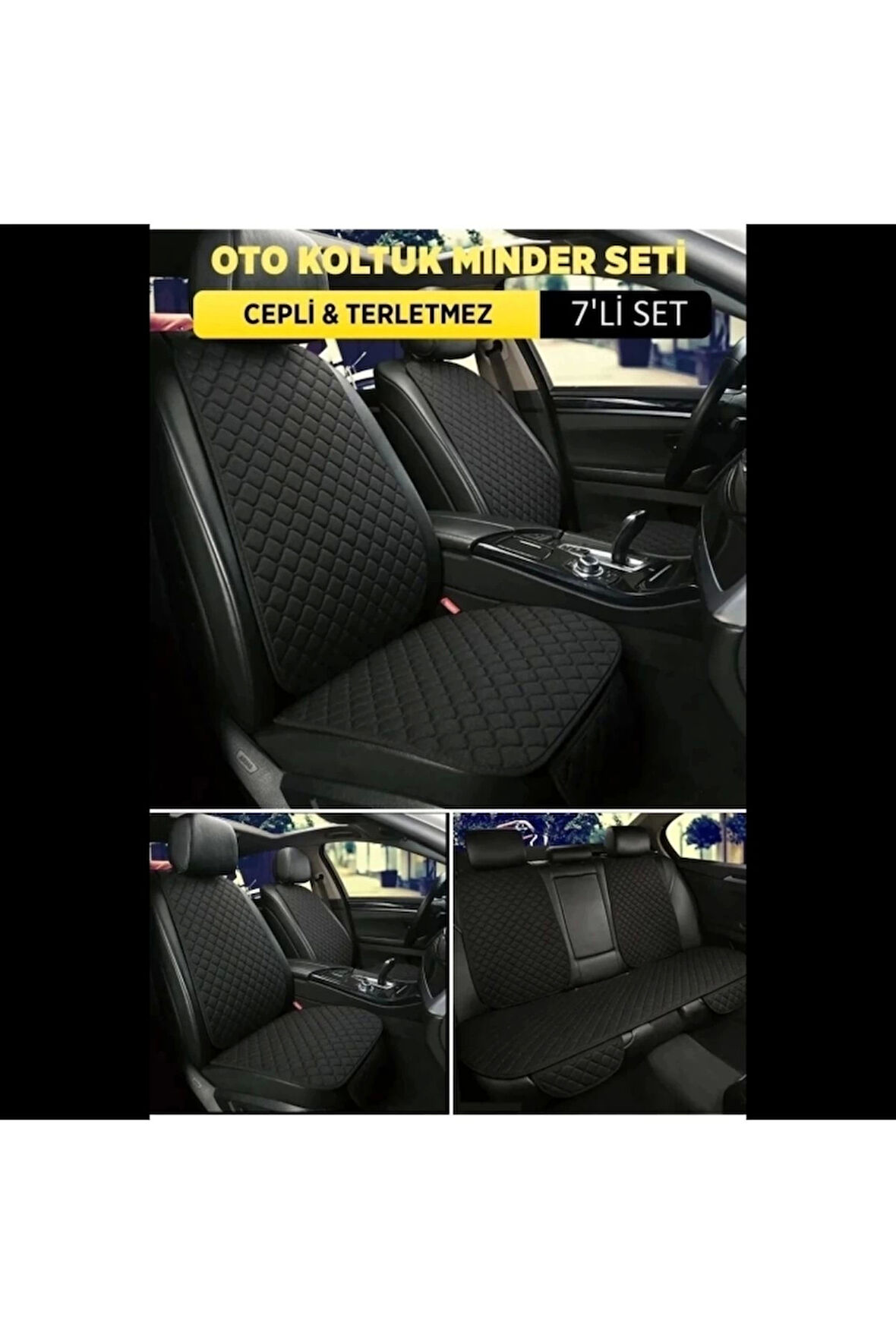Hyundai İ20 Uyumlu  Terletmez Kumaş MinTerletmez Kumaş 7 Parça Full Takım siyah-siyah