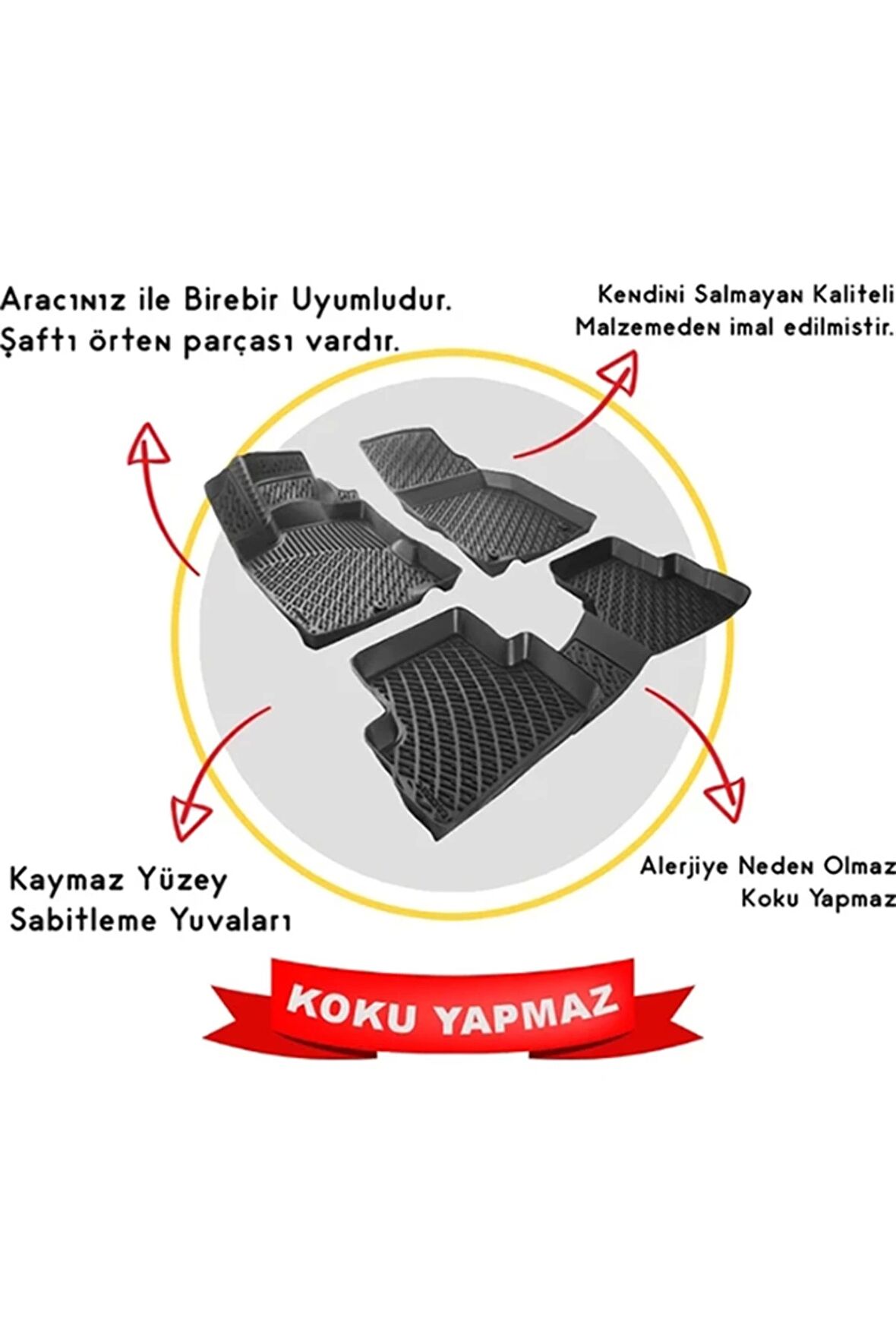 Audi A1 2018 Sonrası 3D Siyah Kokusuz Havuzulu Paspas Takımı