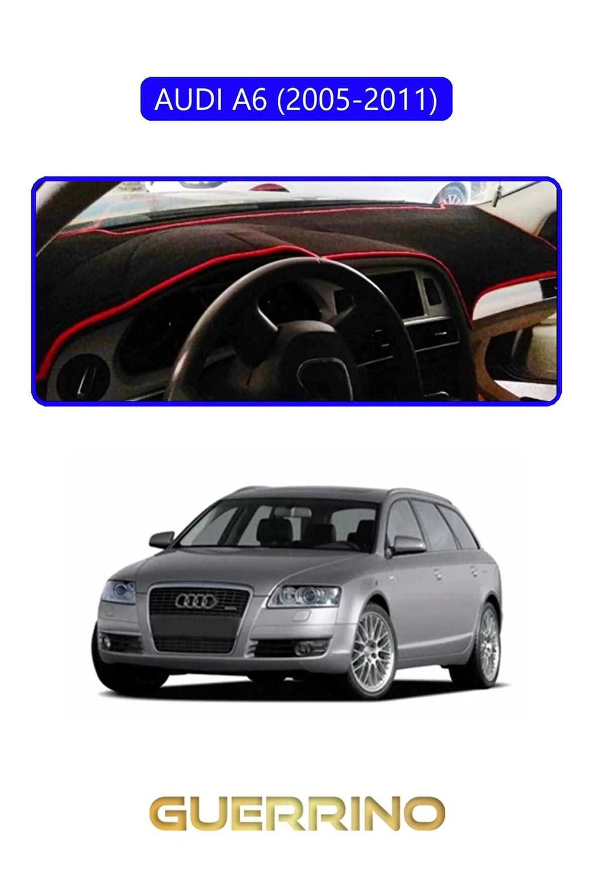 AUDI A6 (2005-2011) TORPİDO KORUMA HALISI MAVİ KENAR
