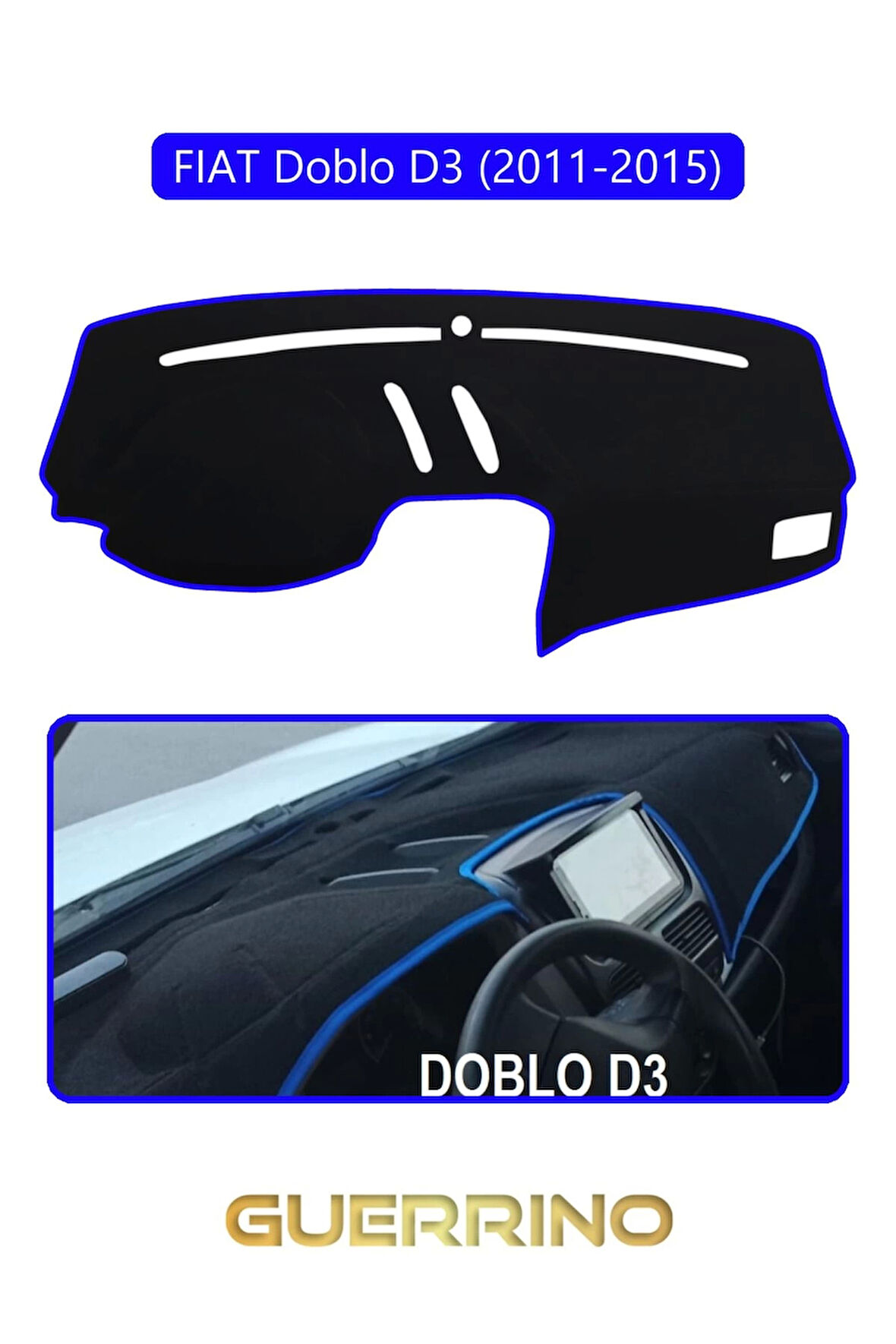 FIAT Doblo D3 2010-13 Modellerine UygunTORPİDO KORUMA HALISI MAVİ KENAR