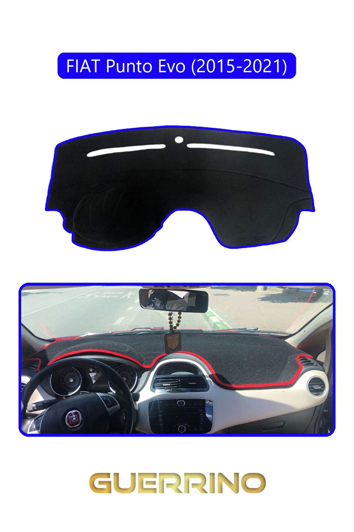 FIAT Punto Evo 2015-2021 Modellerine UygunTORPİDO KORUMA HALISI MAVİ KENAR