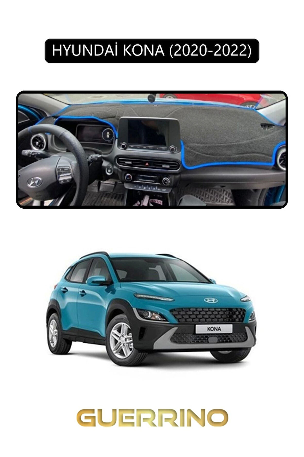 HYUNDAİ KONA 2020-2022TORPİDO KORUMA HALISI SİYAH KENAR