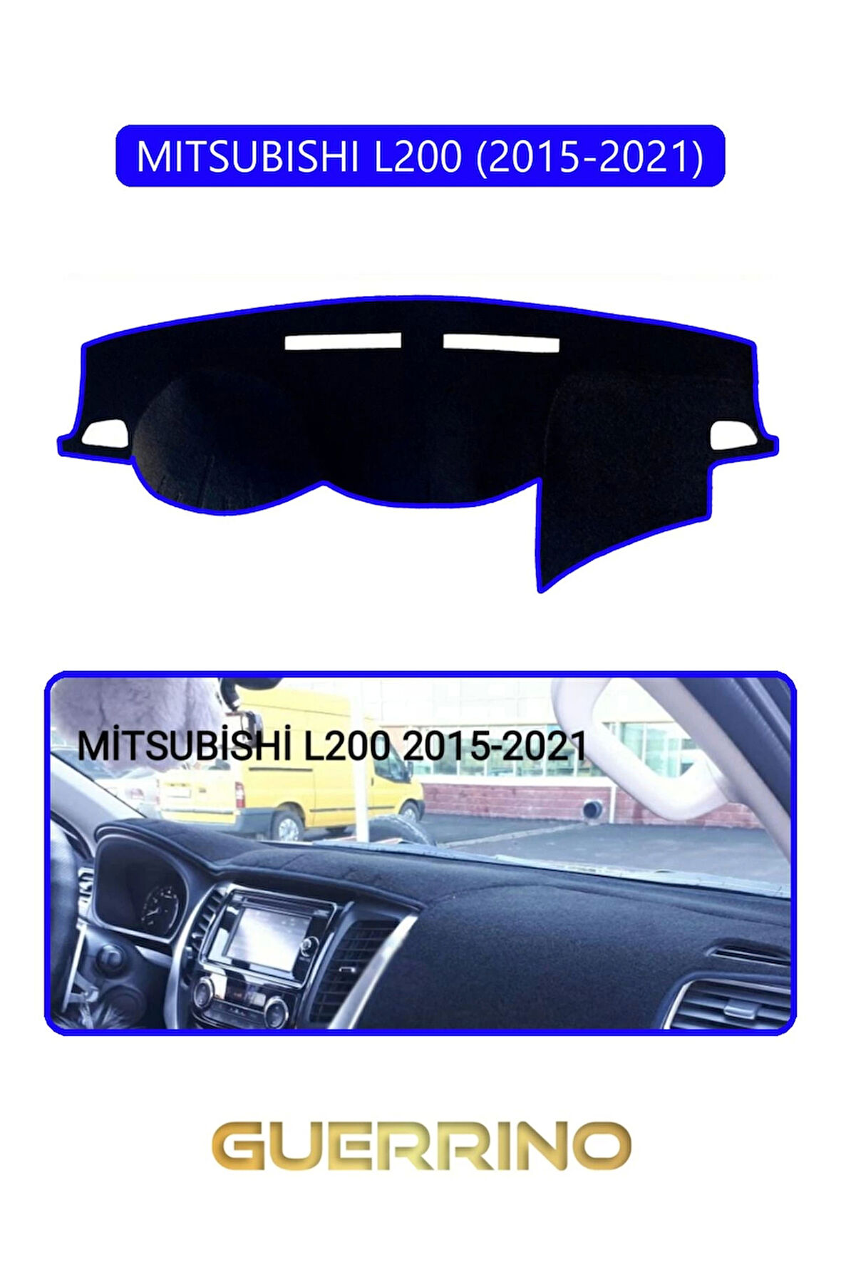 MITSUBISHI L200 2015-2021TORPİDO KORUMA HALISI MAVİ KENAR