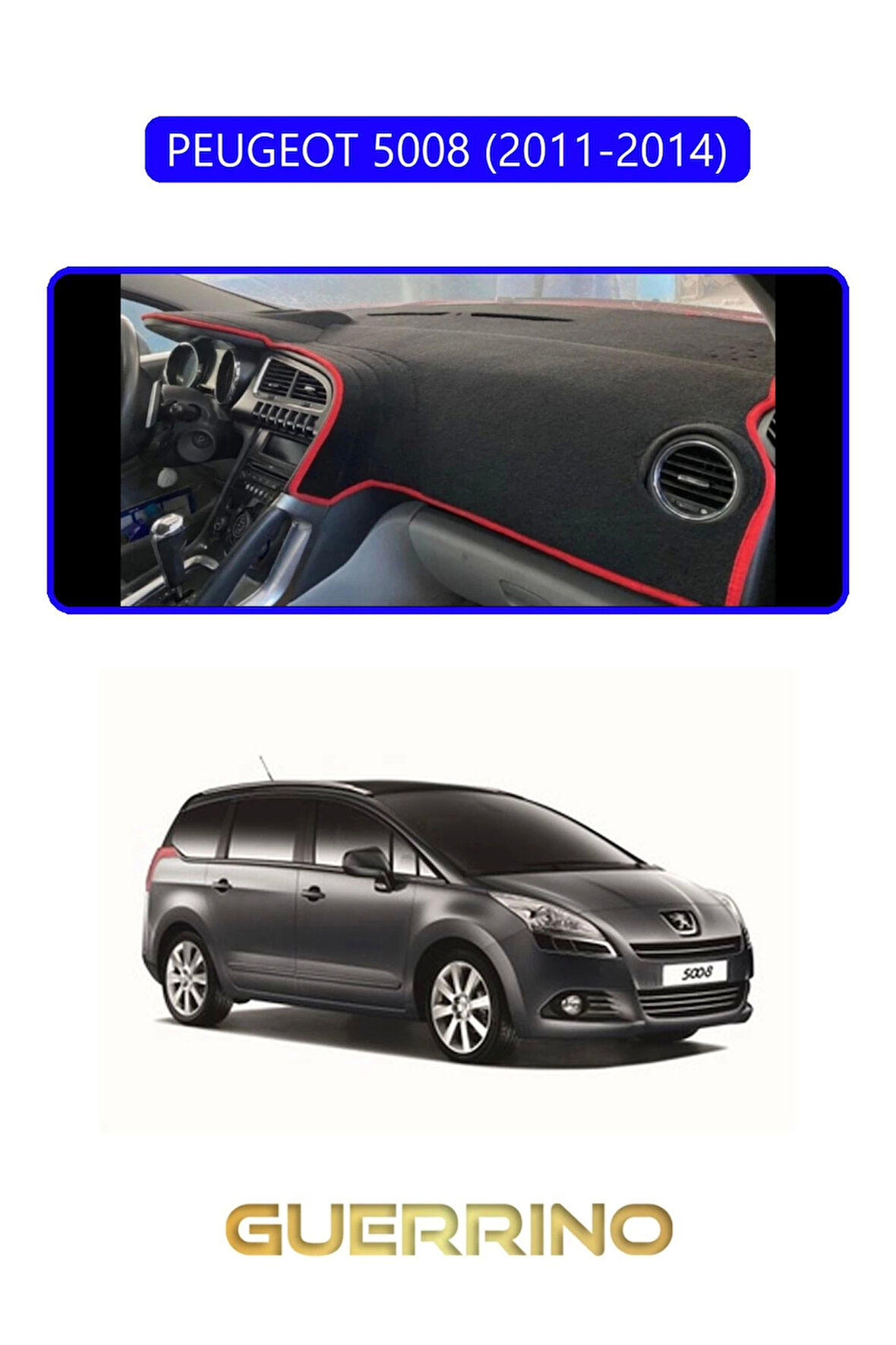 PEUGEOT 5008 (2011-2014)TORPİDO KORUMA HALISI MAVİ KENAR