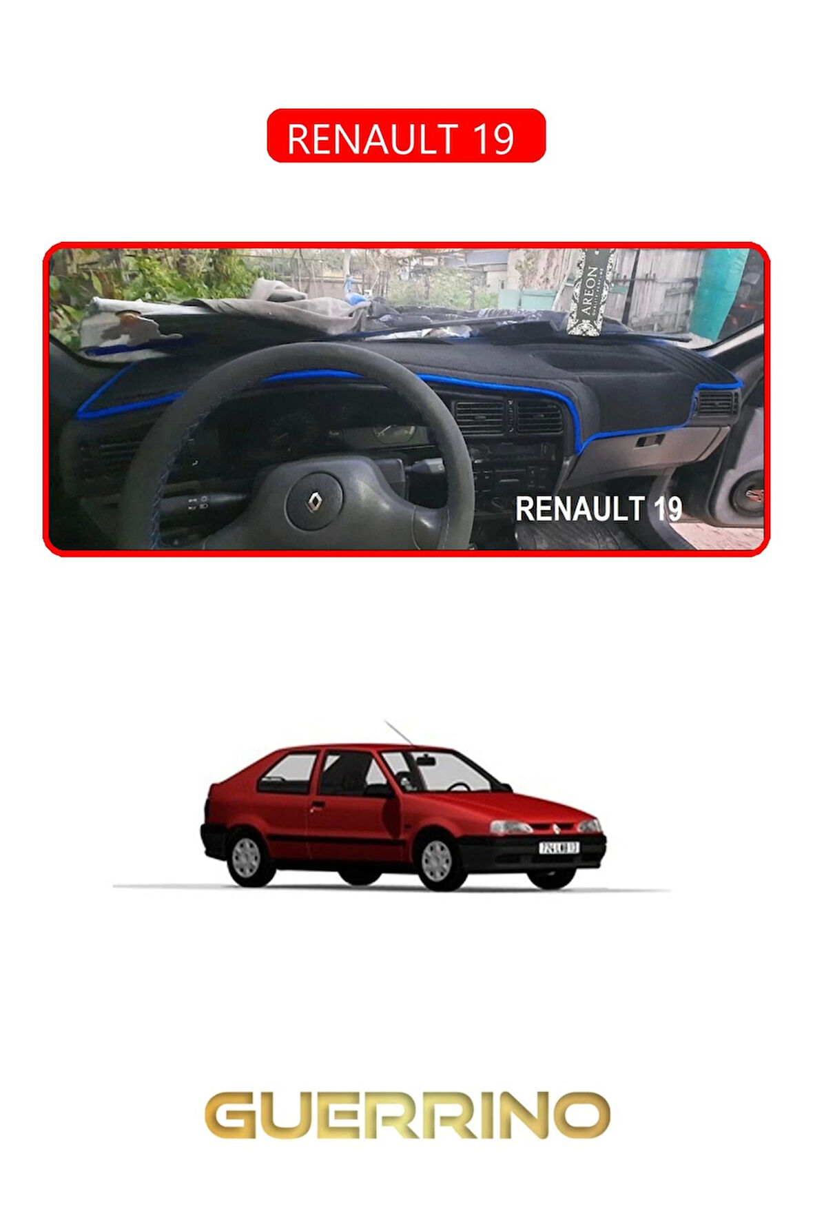 RENAULT 19 TORPİDO KORUMA HALISI KIRMIZI KENAR