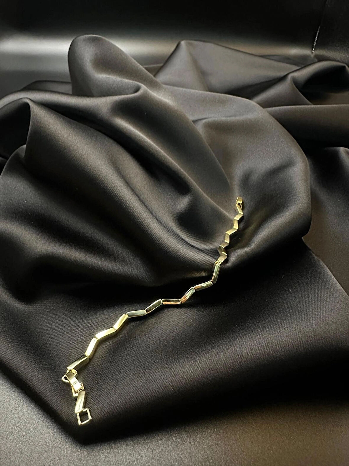 Kadın s model dalga tasarım kuyumcu işçiliği 14k gold renkli ince bileklik bilezik