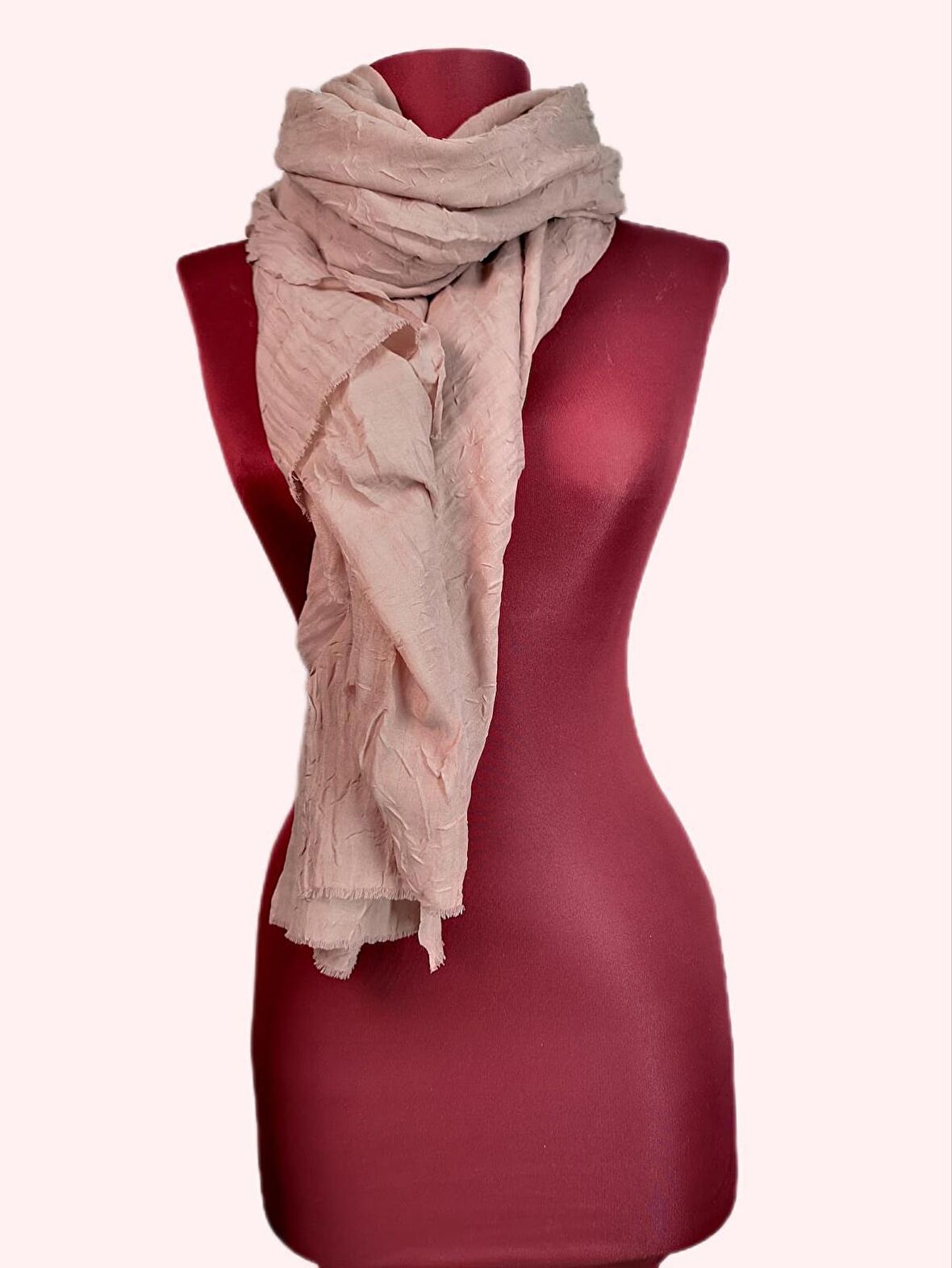 NEOWEAR Bambu Kraşlı Özel Dokulu Şal Toz Pembe