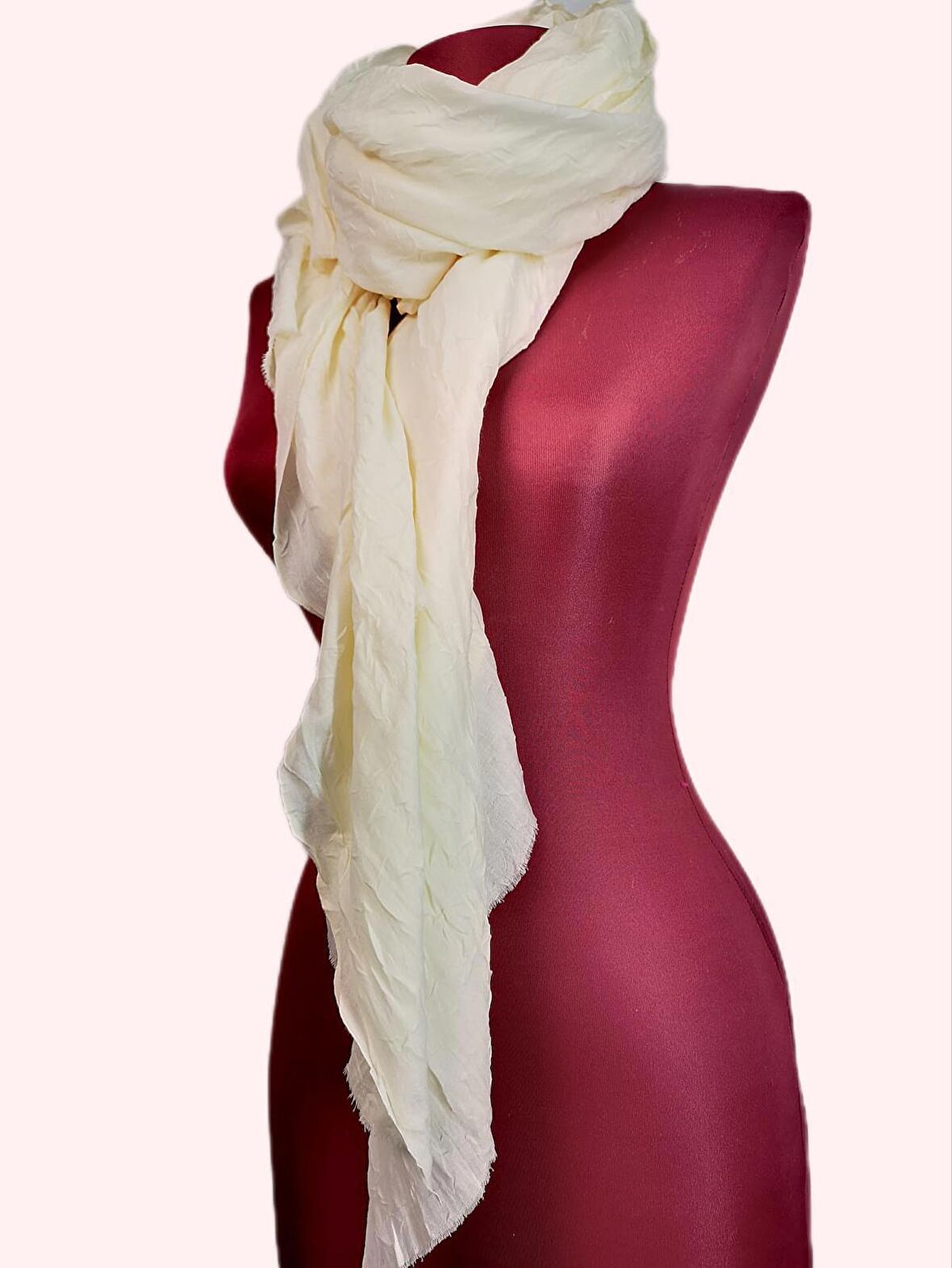 NEOWEAR Bambu Kraşlı Özel Dokulu Şal Ekru