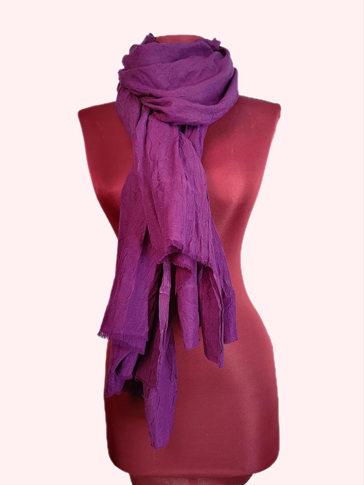 NEOWEAR Bambu Kraşlı Özel Dokulu Şal Mürdüm