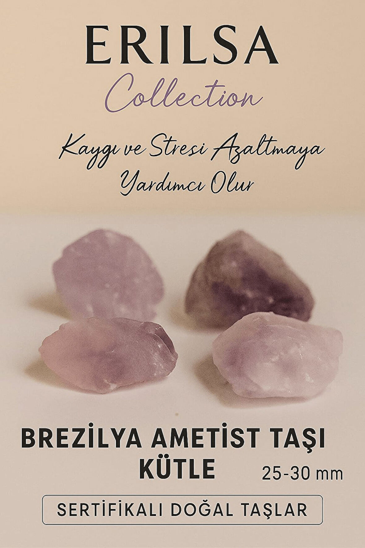 Sertikalı Brezilya Ametist Doğal Taş Kütle 25 30 mm Kaygı ve Stresi Azaltır