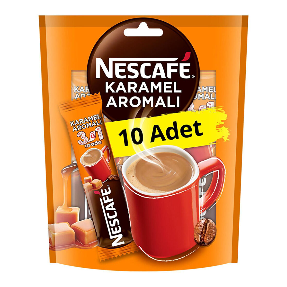 Nescafe 3Ü1 Arada Karamel Aromalı Kahve 17,6 Gr X 10 Adet