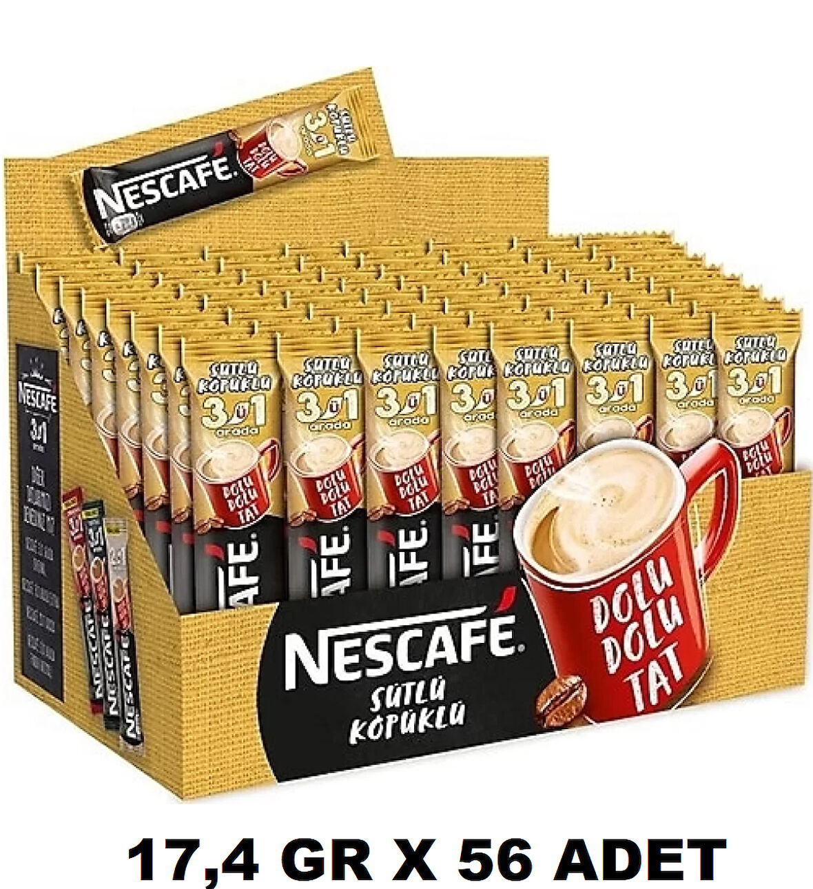 Nescafe 3Ü1 Arada Sütlü Köpüklü Kahve 17,4 Gr X 56 Adet