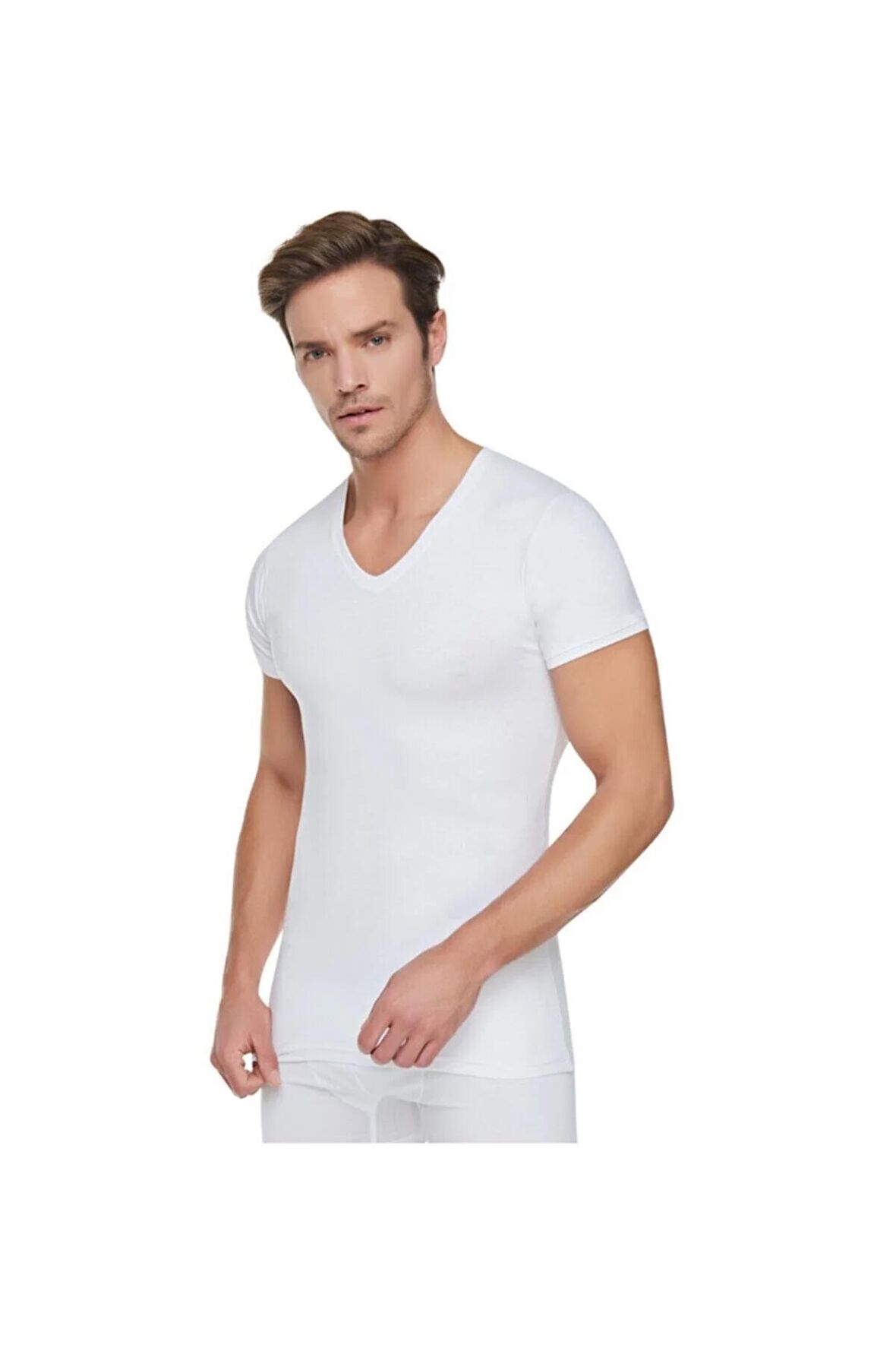 Erkek Gri Ribana V Yaka Fanila