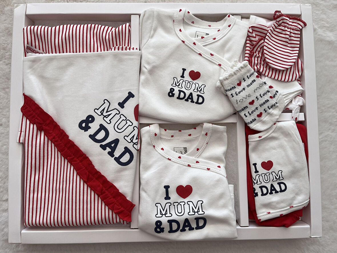  10'Lu Set ZK6748 I Love You Kırmızı