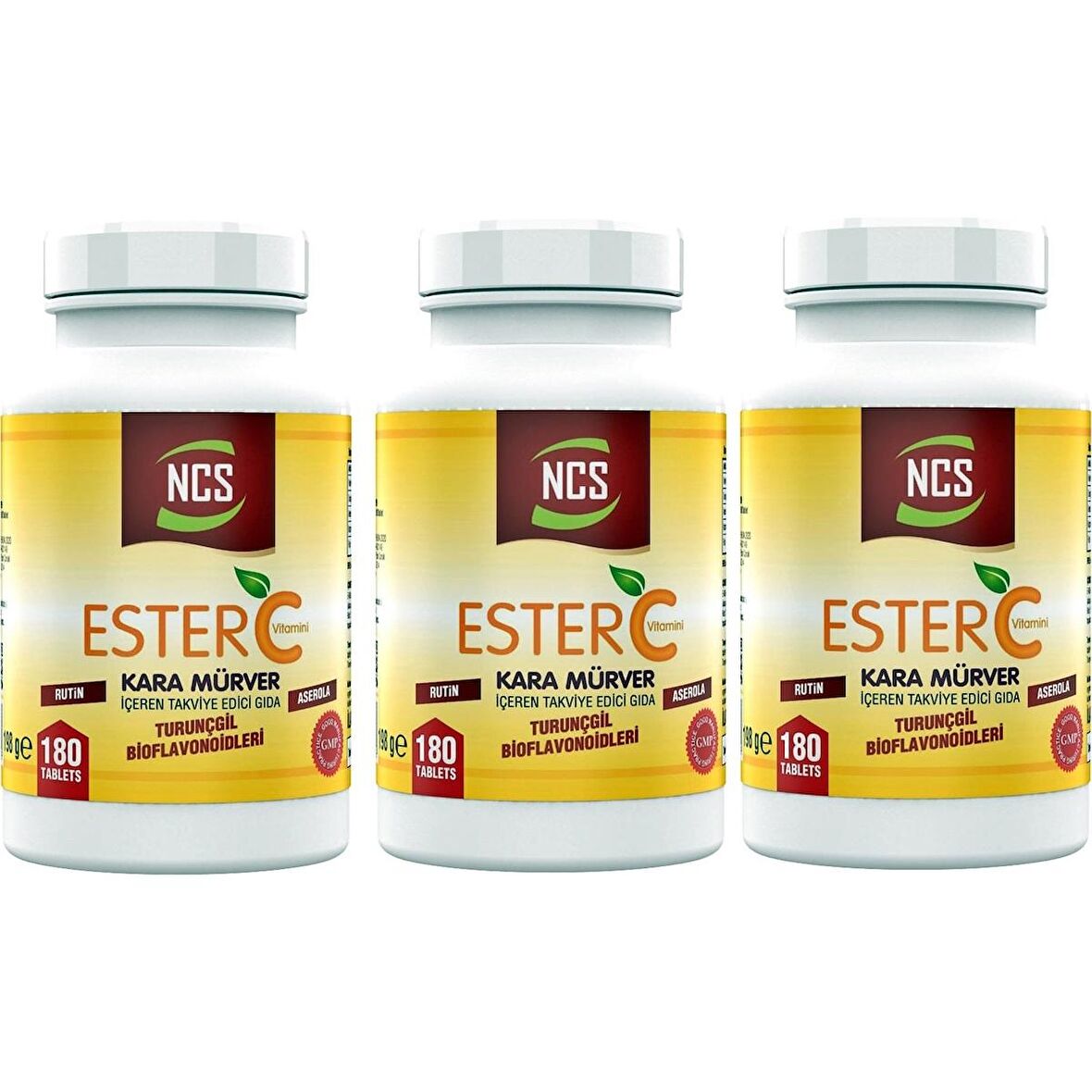 Ncs Ester C Vitamini 1000 Mg 180 Tablet Kara Mürver Turunçgil Bioflavonidleri Rutin Aserola 3 Adet