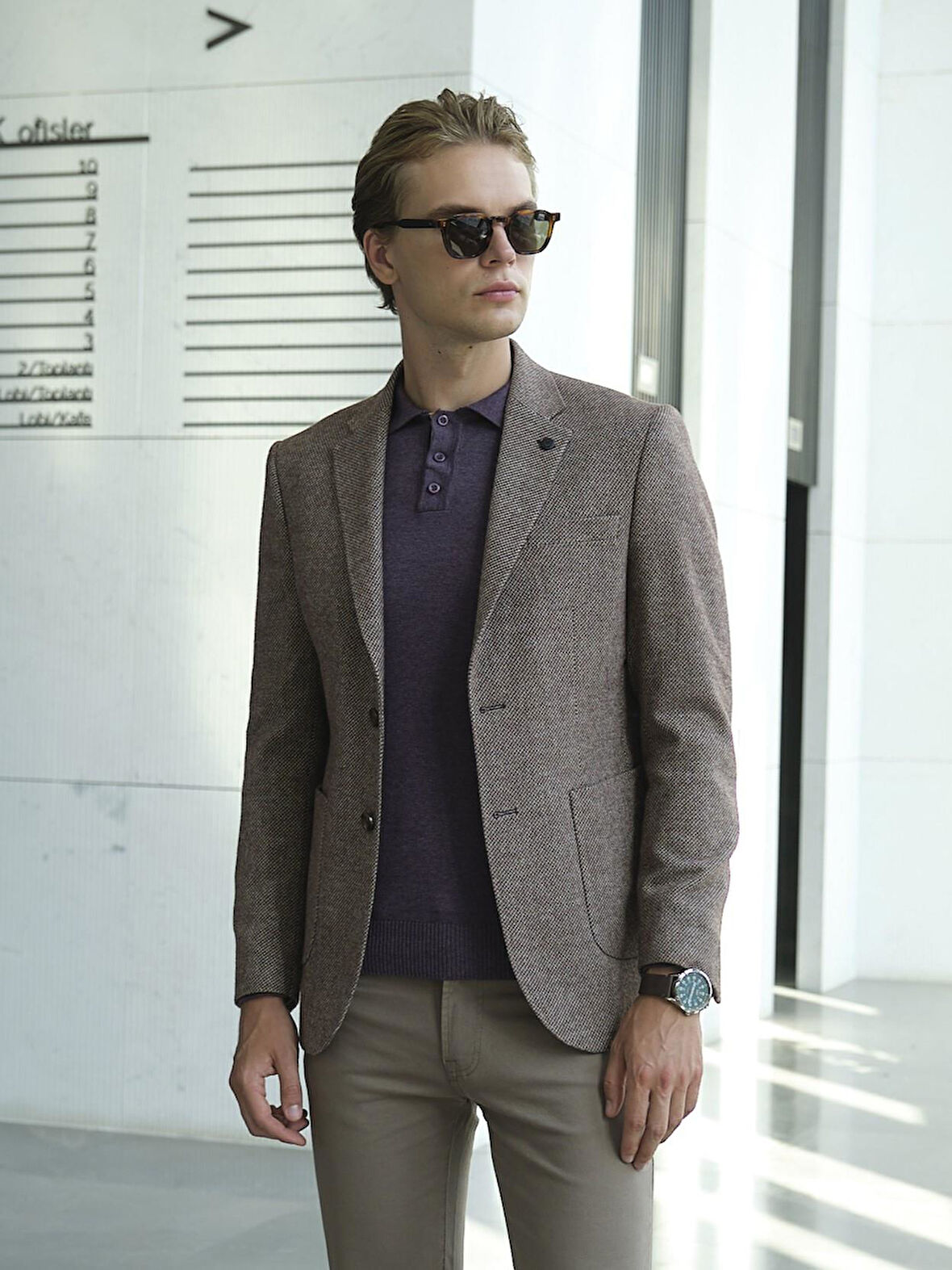 Kiremit Erkek Yün Ceket Mono Yaka Üstten Torba Cep Çift Yırtmaçlı Slim Fit Ceket NCS JEANS 4002 