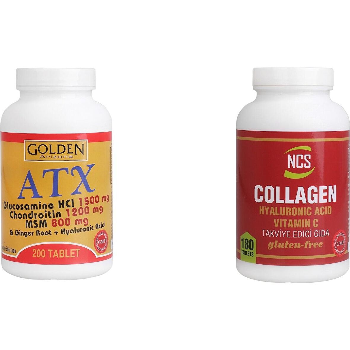 Golden Arizona  Atx  Glucosamine Chondroitin Msm  200 Tablet Ncs  Collagen Hyaluronic Acid Complex  180 Tablet  2 Ürün Birden