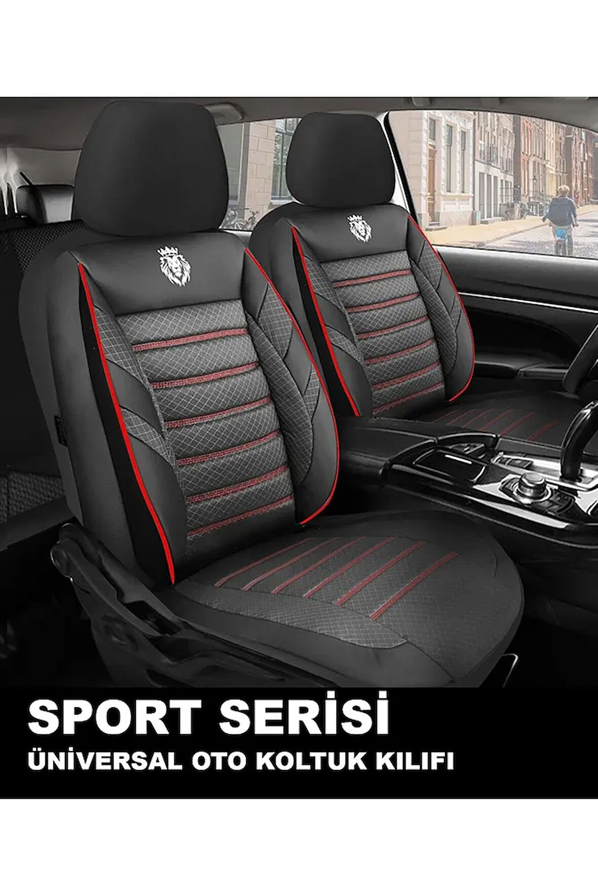 SKODA RAPID SPACEBACK 2013-Uyumlu Oto Koltuk Kılıfı Sport Serisi Jakar - Kırmızı