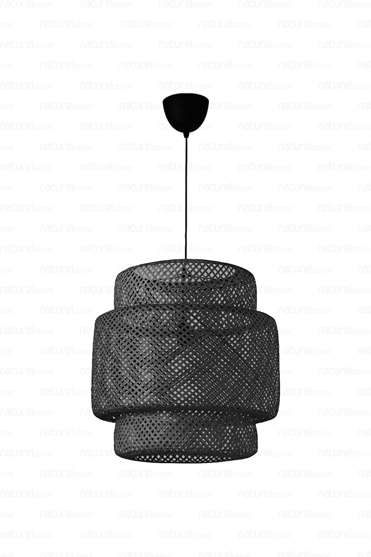 Bambu Siyah Avize 50cm- Bohem, İskandinav, Modern, Rattan, Sinnerlig, Aydınlatma