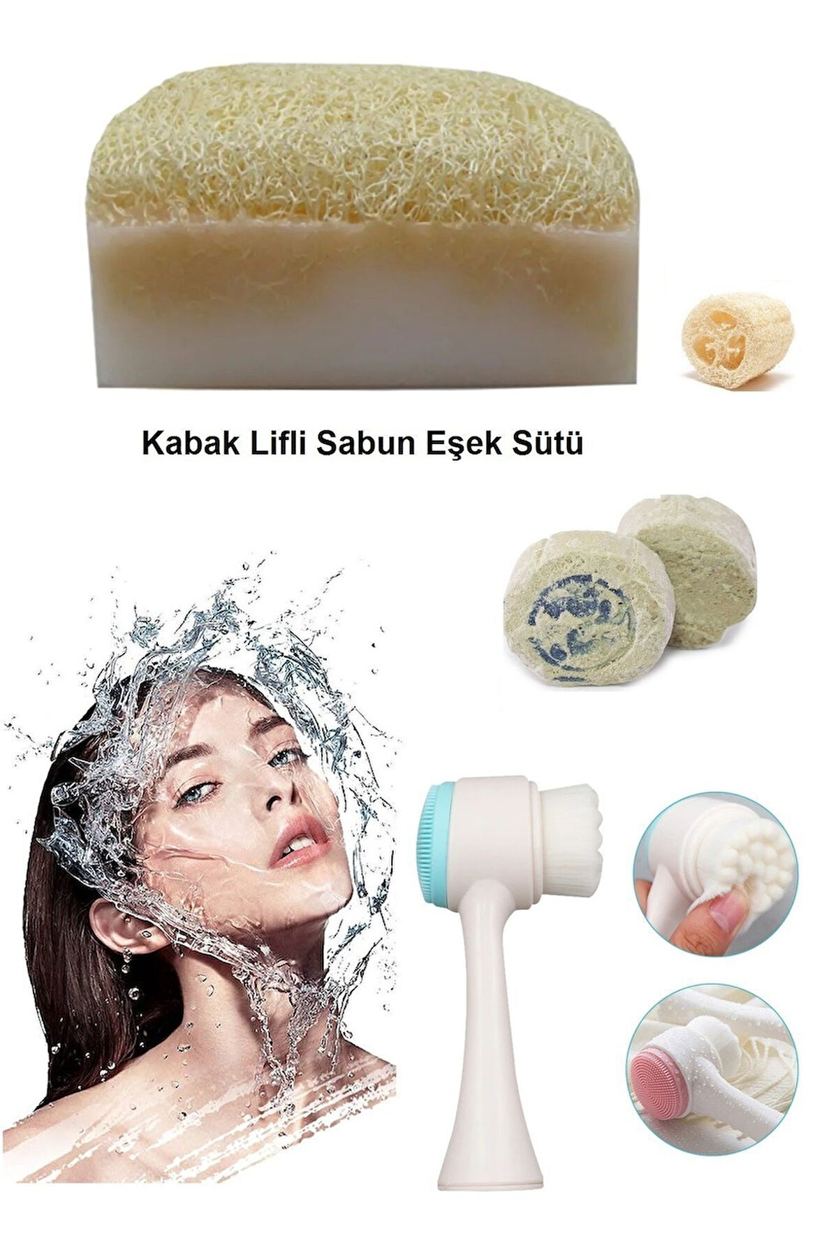 3'lü Bakım Yaşlanma Karşıtı Parlak Peeling Eşek Sütlü Sabun Temizleme,akne,leke,kararma Ruşur Taşı