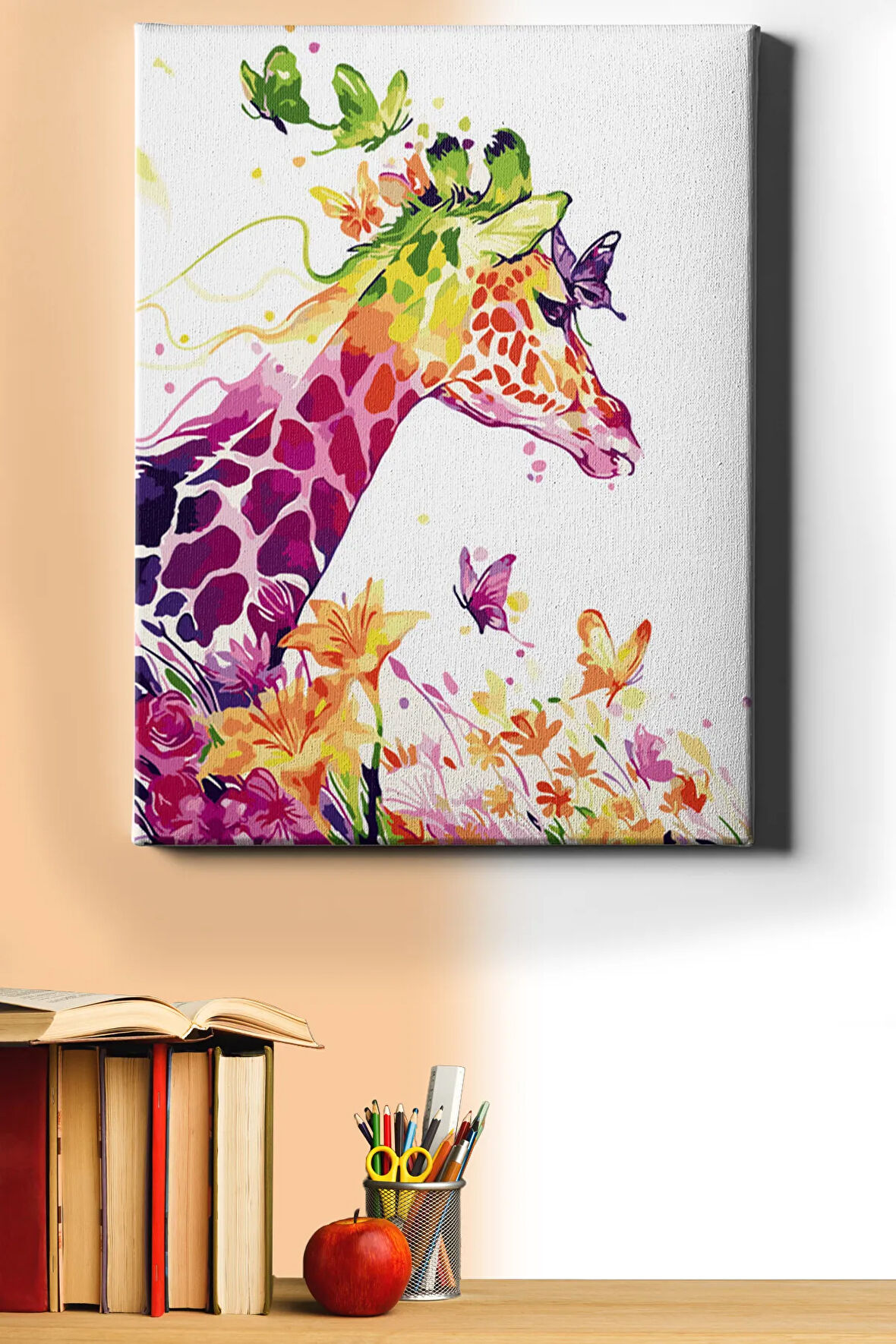 Sayılarla Boyama Seti Kasnaklı Rengarenk Zürafa 40 X 50 Cm