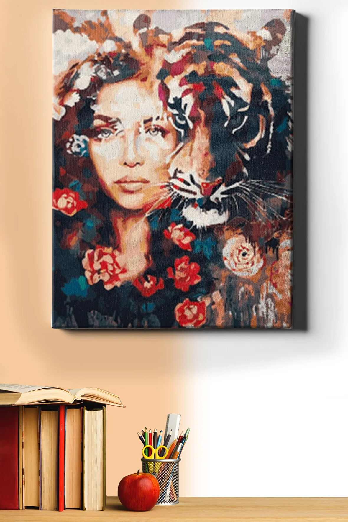 Sayılarla Boyama Seti Kasnaklı Kaplan Ve Kadın 50 X 65 Cm
