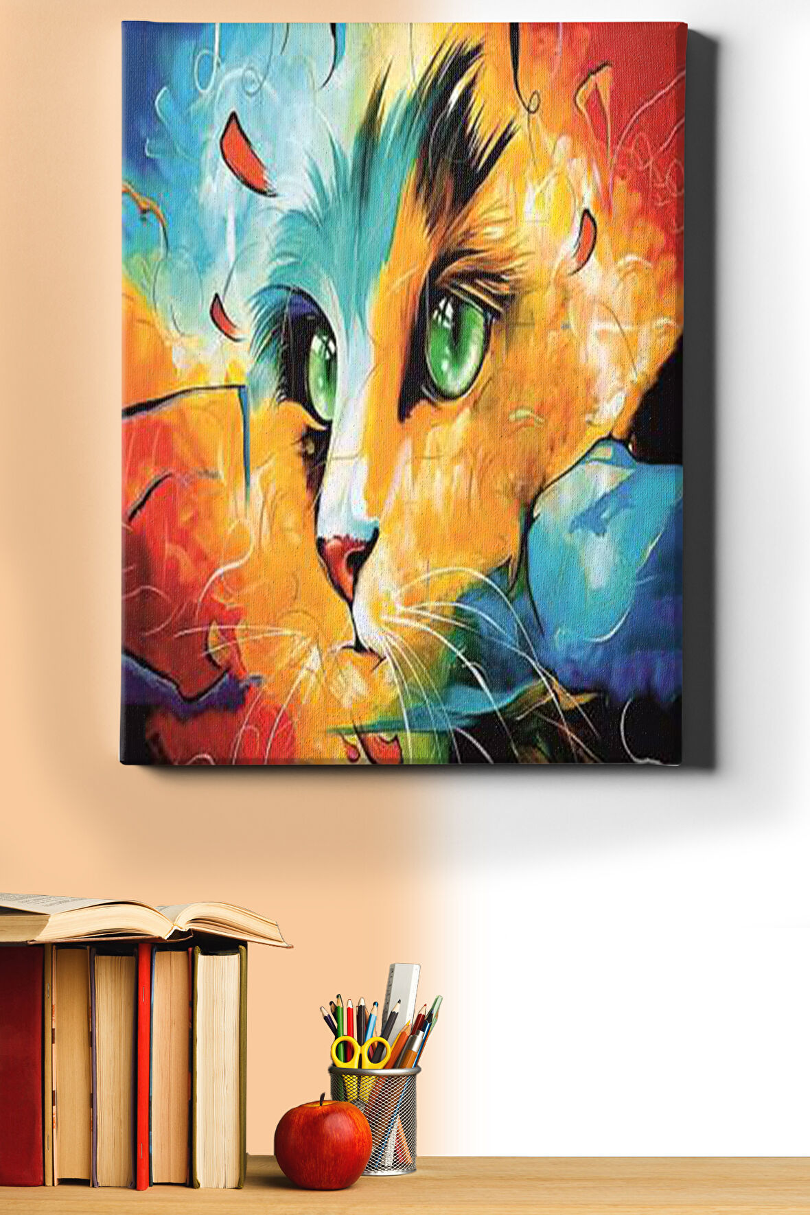 Sayılarla Boyama Seti Kasnaklı Renkli Kedi 2 40 X 50 Cm