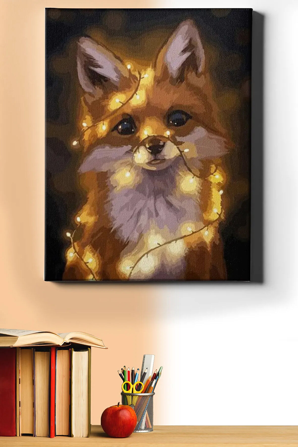 Sayılarla Boyama Seti Kasnaklı Işıltılı Tilki 40 X 50 Cm