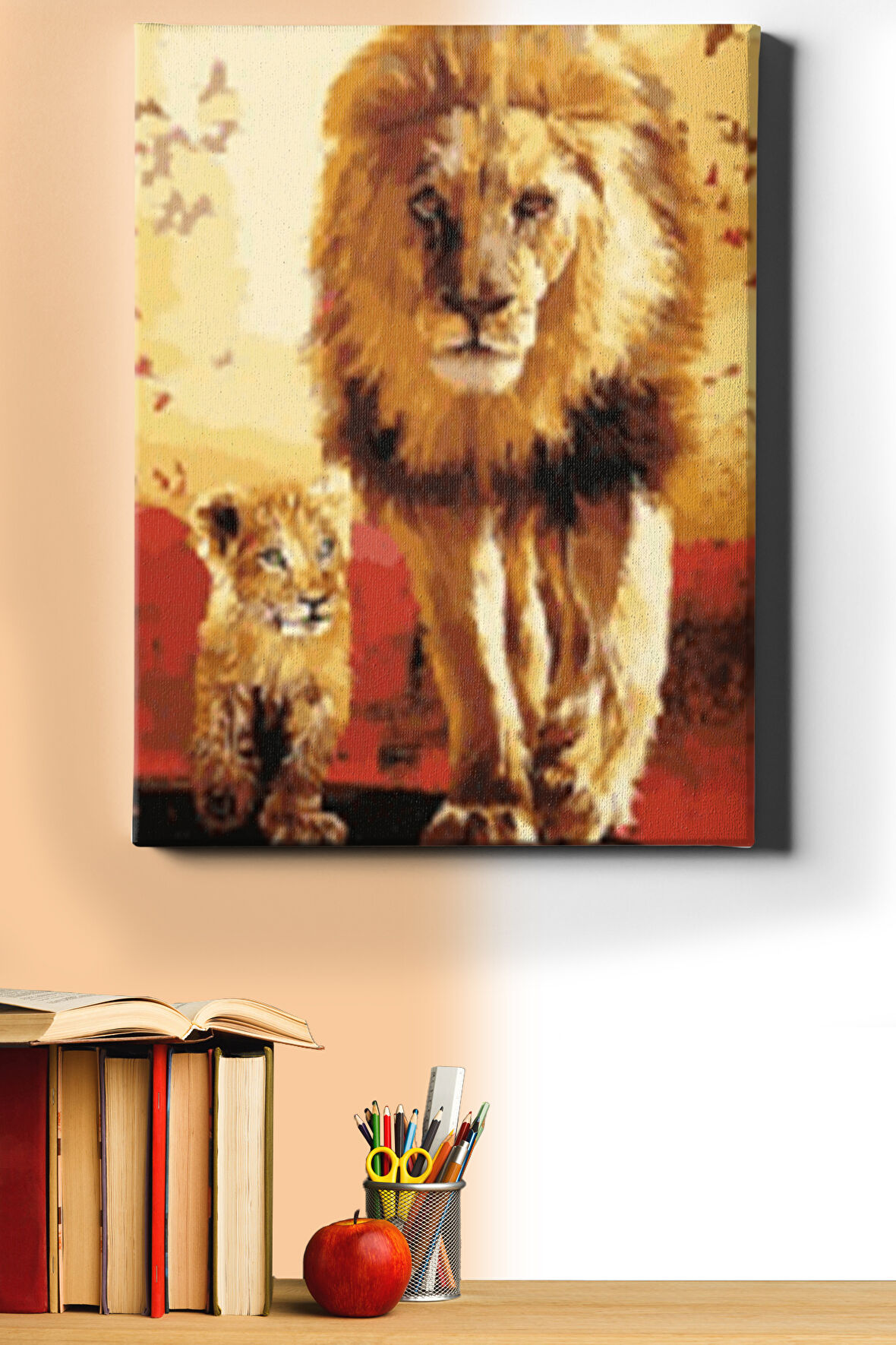 Sayılarla Boyama Seti Kasnaklı Aslan Baba 60 X 75 Cm