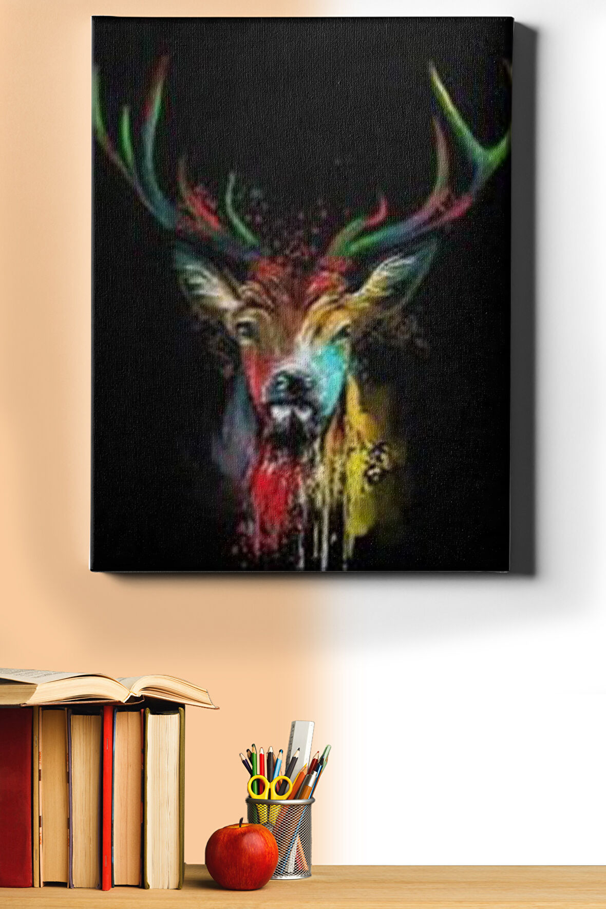 Sayılarla Boyama Seti Kasnaklı Renkli Geyik 60 X 75 Cm