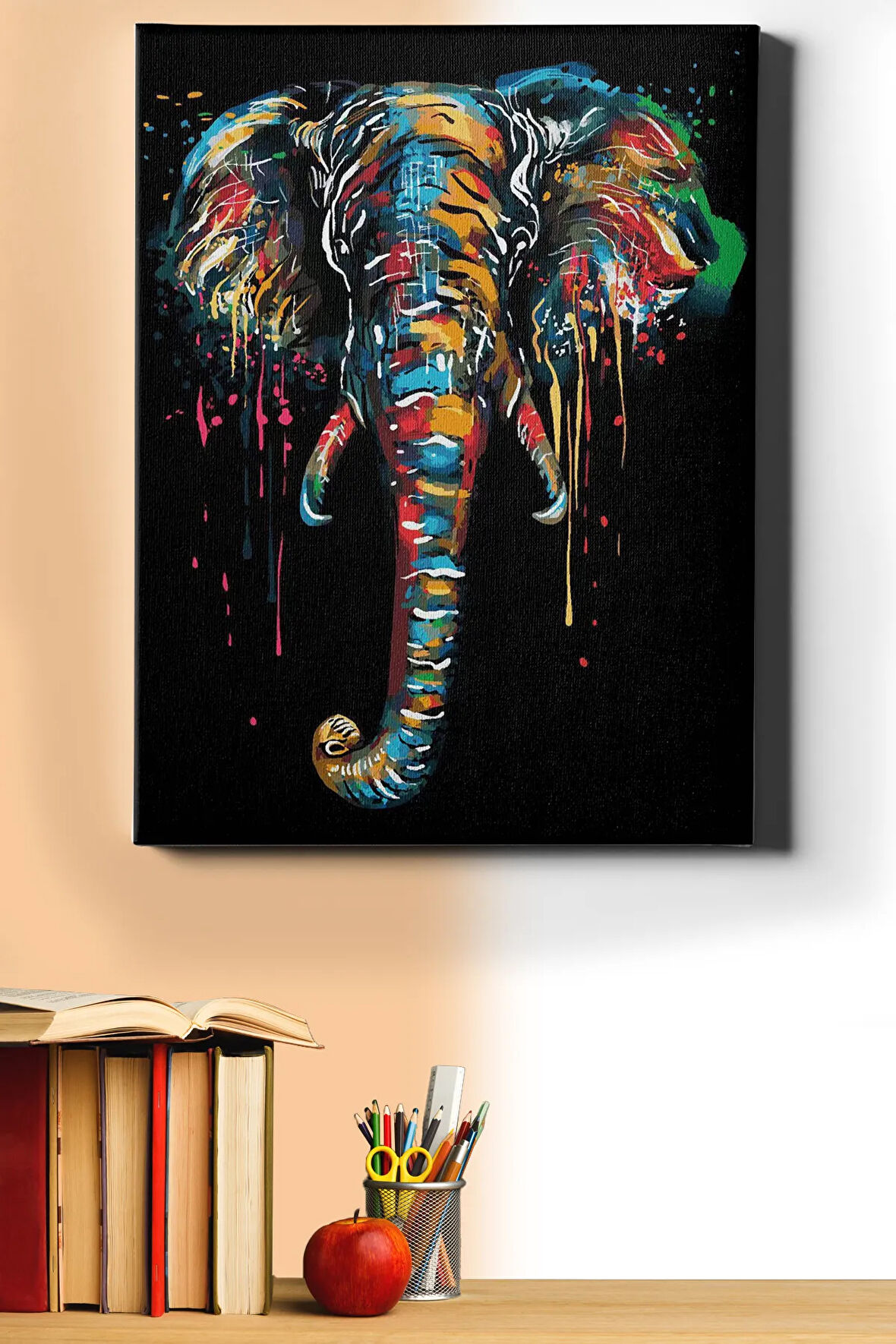 Sayılarla Boyama Seti Kasnaklı Renkli Fil 40 X 50 Cm
