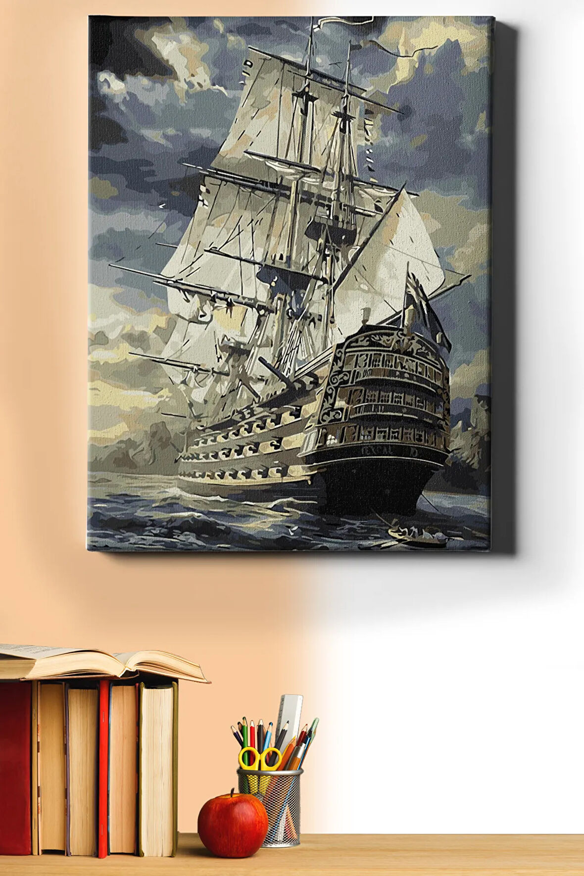 Sayılarla Boyama Seti Kasnaklı Iskandiav Yelkenlisi 40 X 50 Cm
