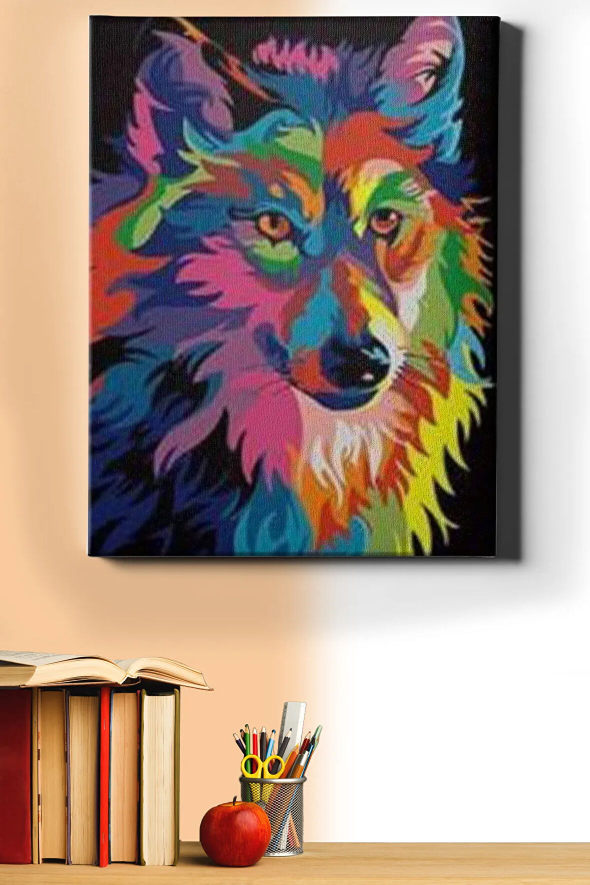 Sayılarla Boyama Seti Kasnaklı Kurt Renkli 60 X 75 Cm