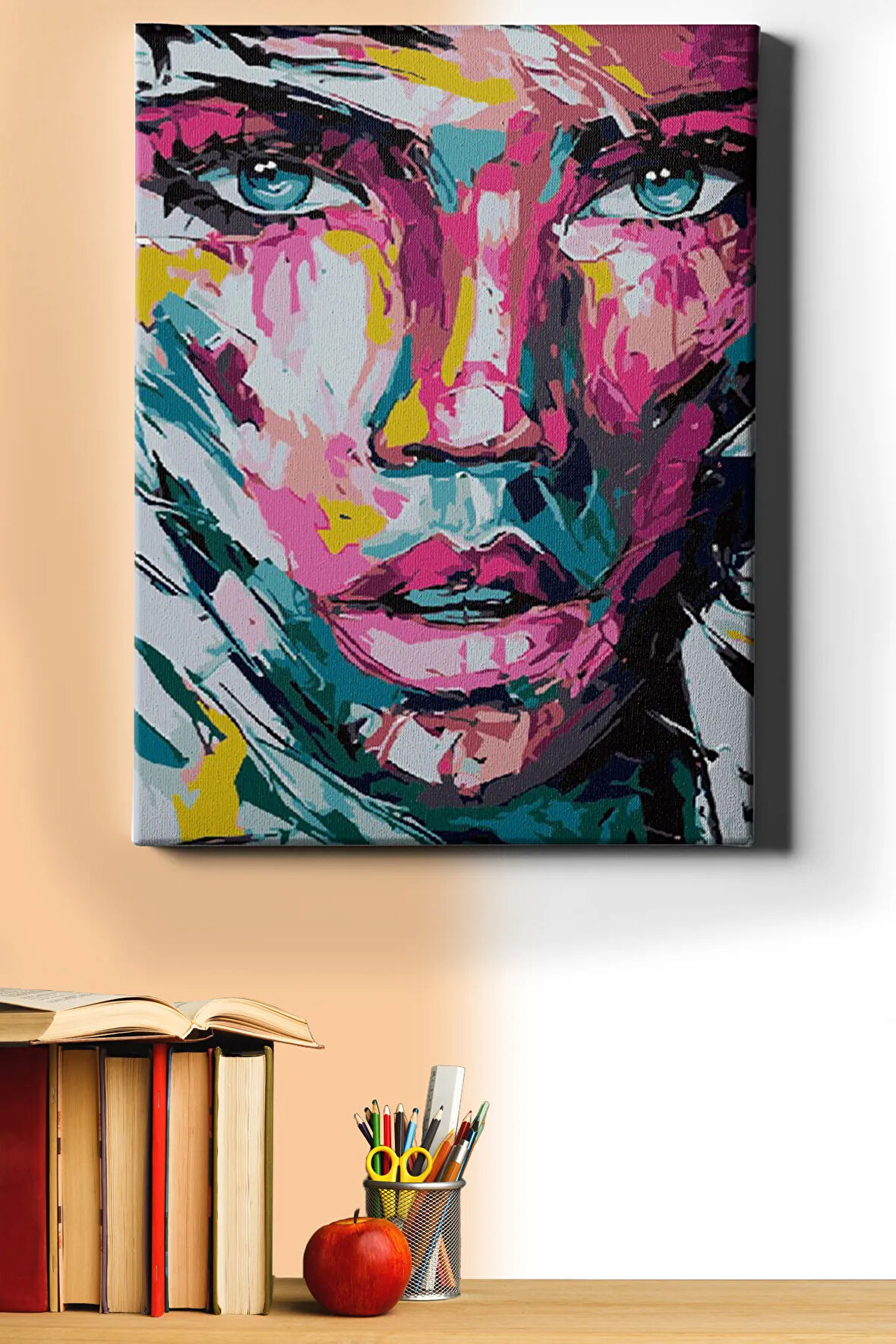 Sayılarla Boyama Seti Kasnaklı Renkli Yüz 40 X 50 Cm