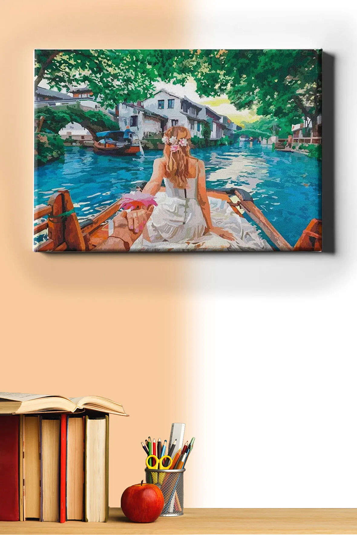 Sayılarla Boyama Seti Kasnaklı Aşıklar Teknesi 60 X 75 Cm