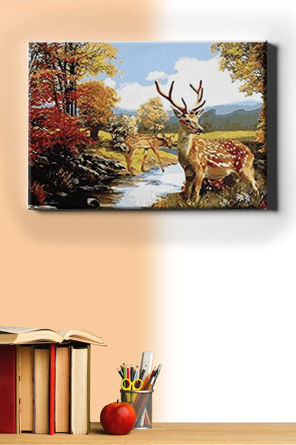 Sayılarla Boyama Seti Kasnaklı Ceylan Ailesi 40 X 50 Cm