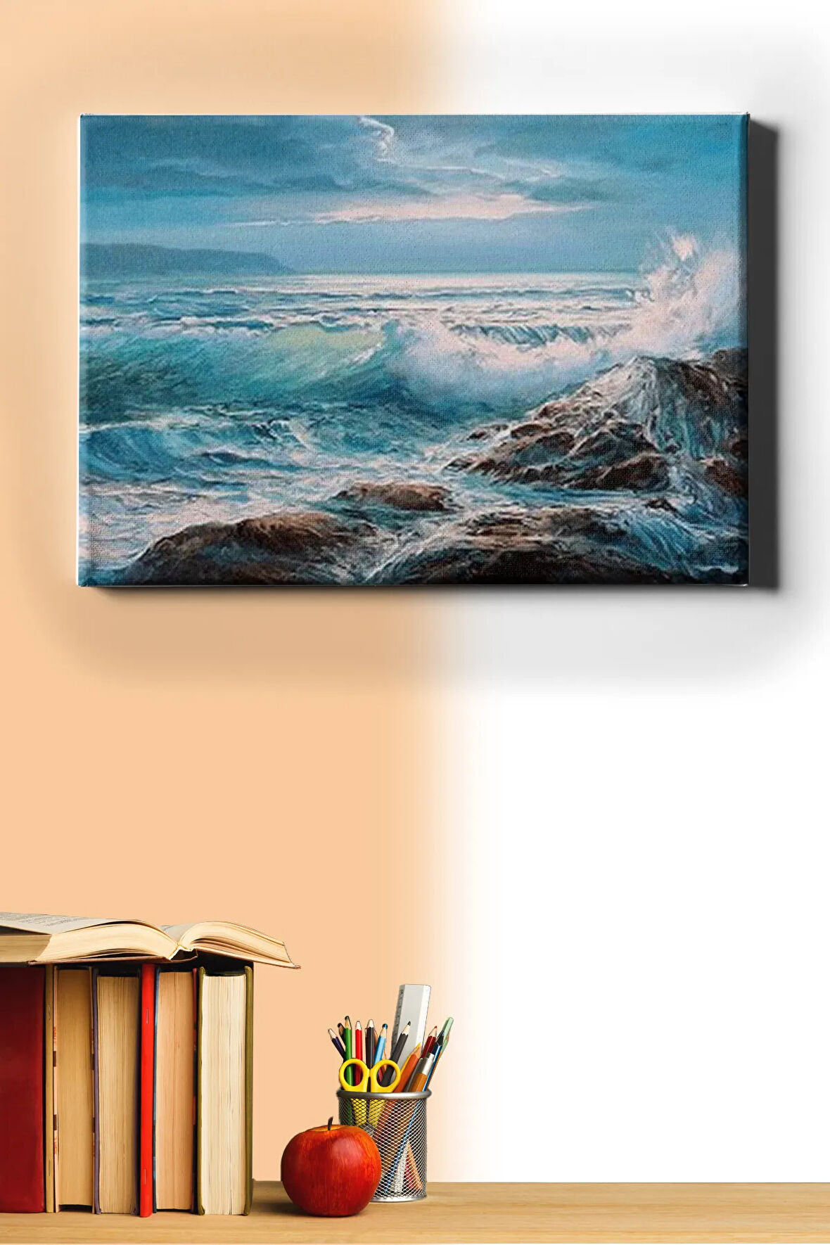 Sayılarla Boyama Seti Kasnaklı Turkuaz Dalgalar 60 X 75 Cm