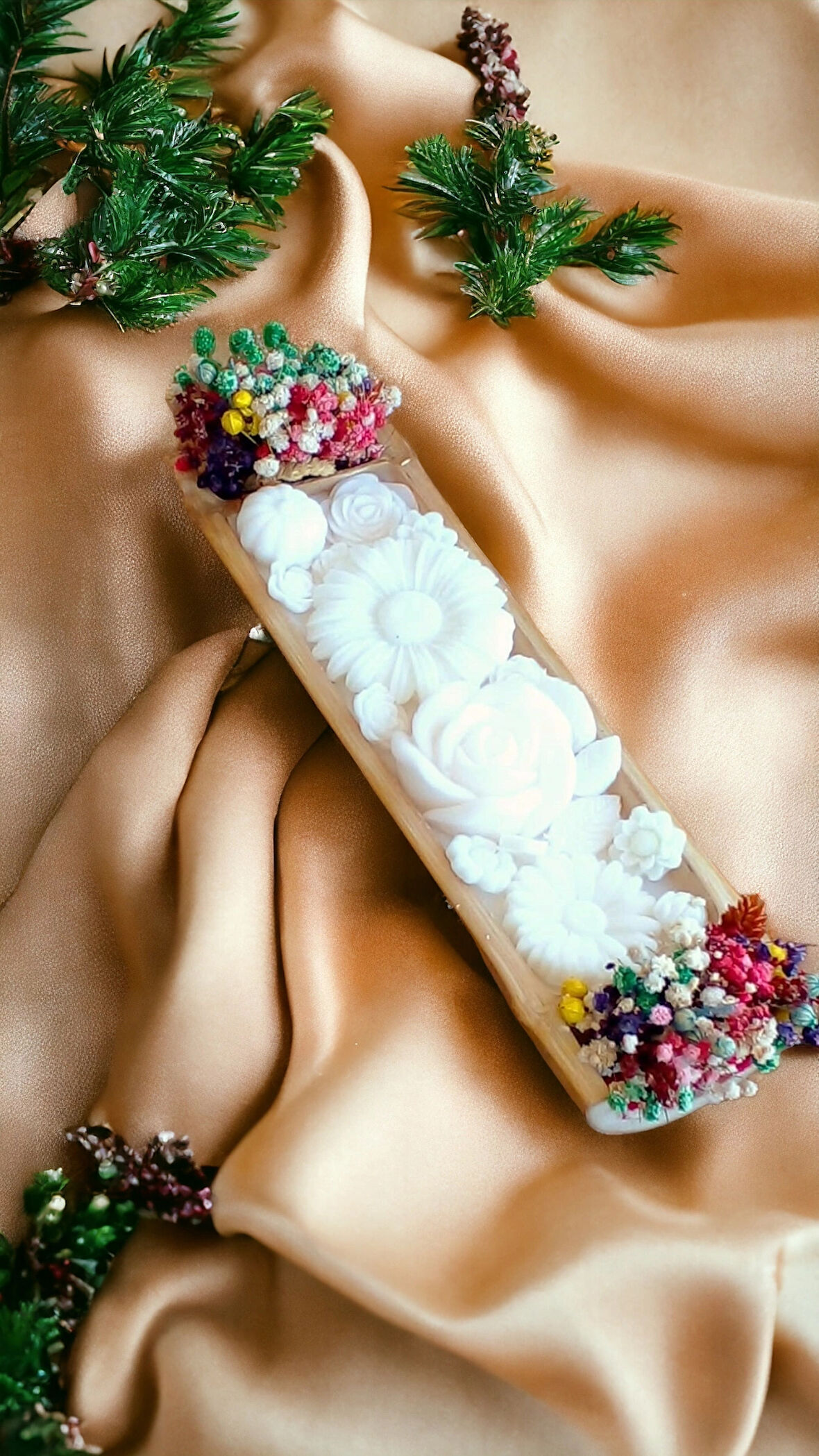 Nefha Candle Çiçek Bahçesi Çiçek Figürlü Dekoratif Bambu Soya Wax Mum