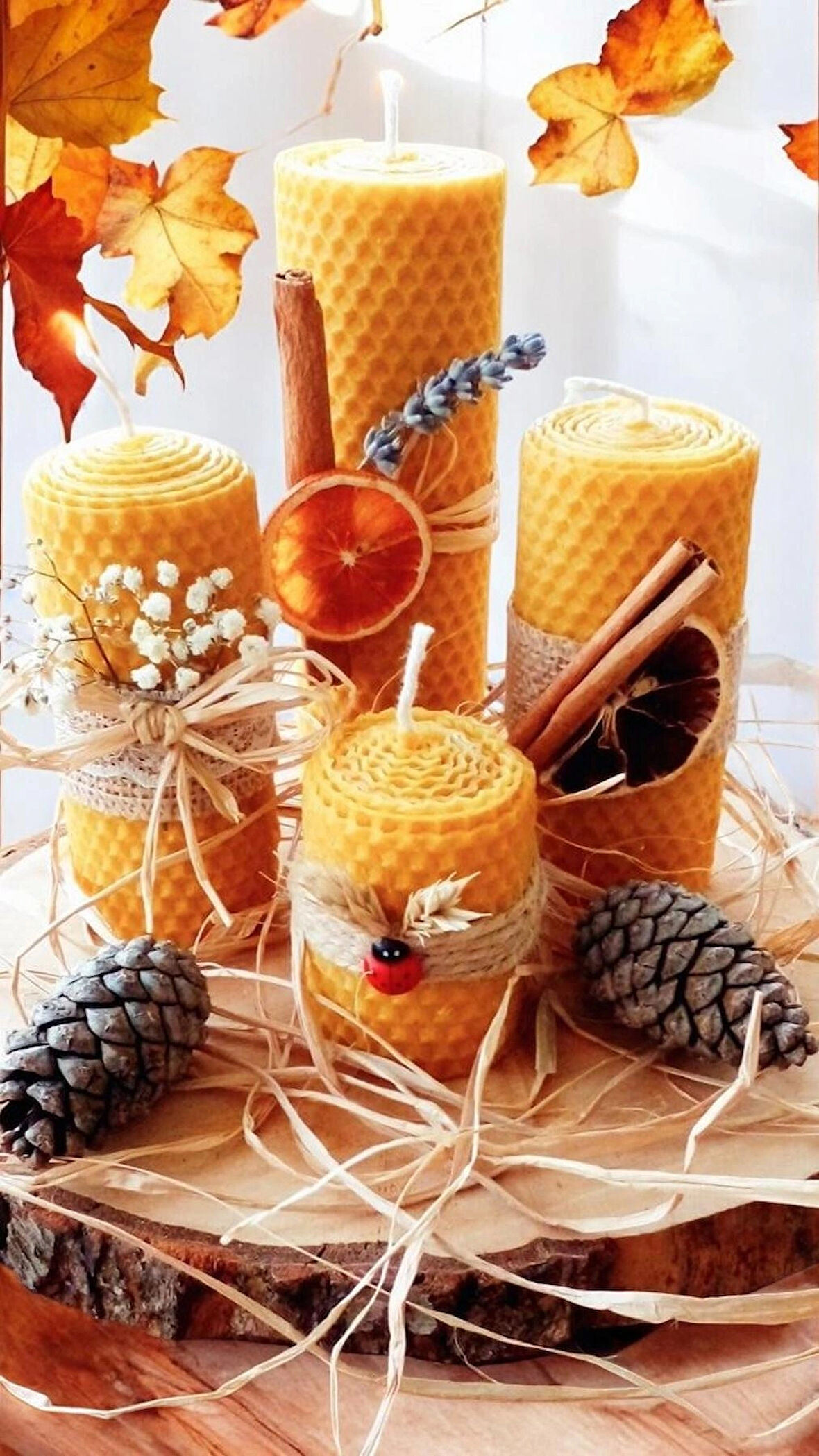 Nefha Candle DOĞAL EL YAPIMI SARMA  BALMUMU MUM 4 LÜ SET