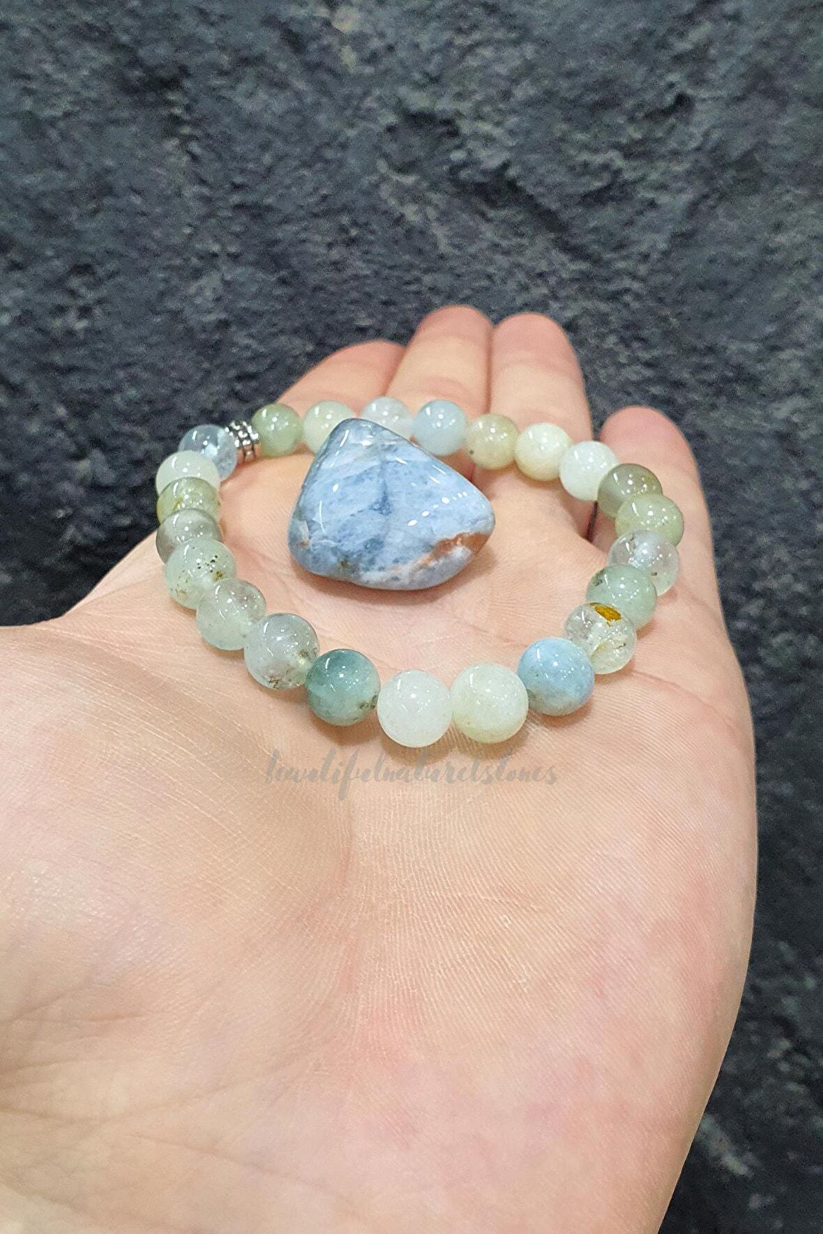 Akuamarin (aquamarine) Doğal Taş Bileklik ( Mutluluğun Ve Genç Bir Ruhun Simgesi )