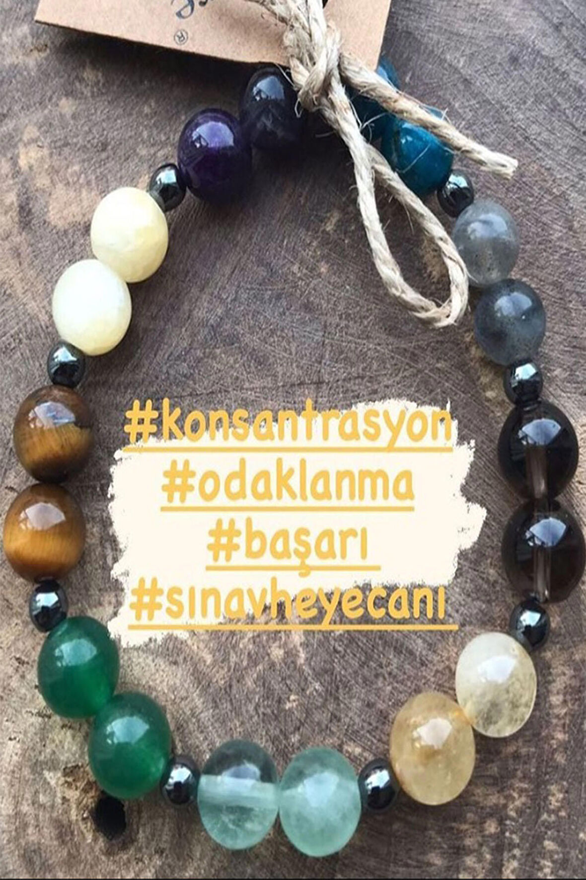 Doğaltaş Başarı - Odaklanma - Konsantrasyon Arttırıcı Öğrenci Bilekliği