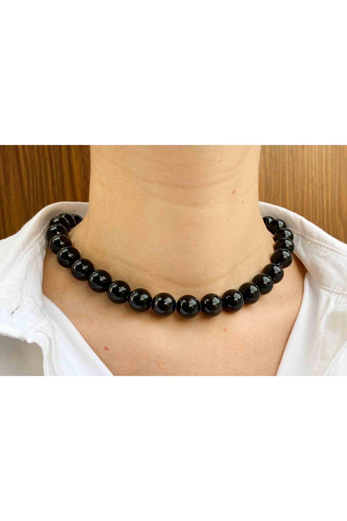 Obsidyen Taşı Doğaltaş Kolye 12 Mm