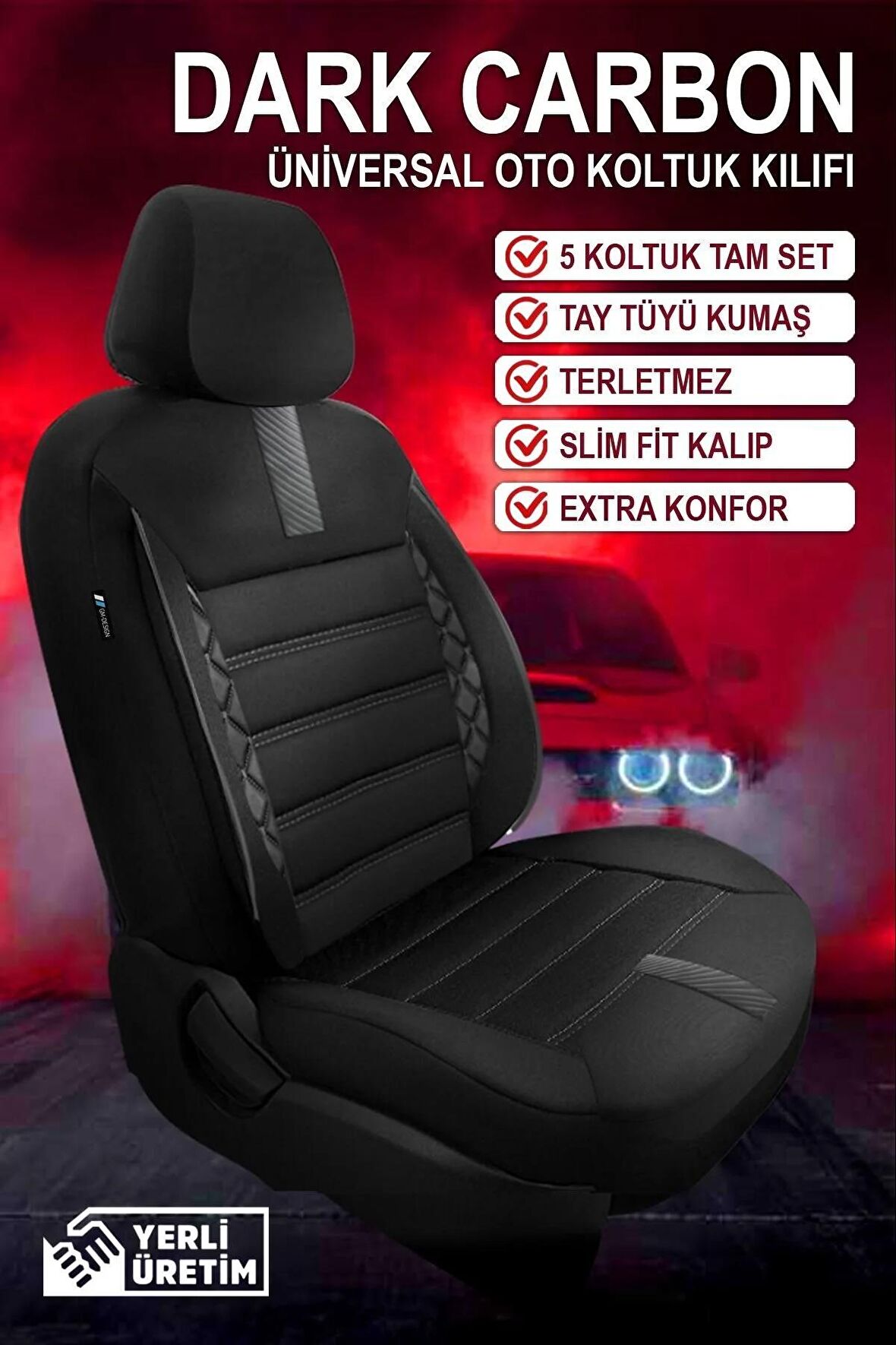 Universal Dark Carbon Renault Clio 4 Uyumlu Oto Koltuk Kılıfı 5 KOLTUK TAM SET