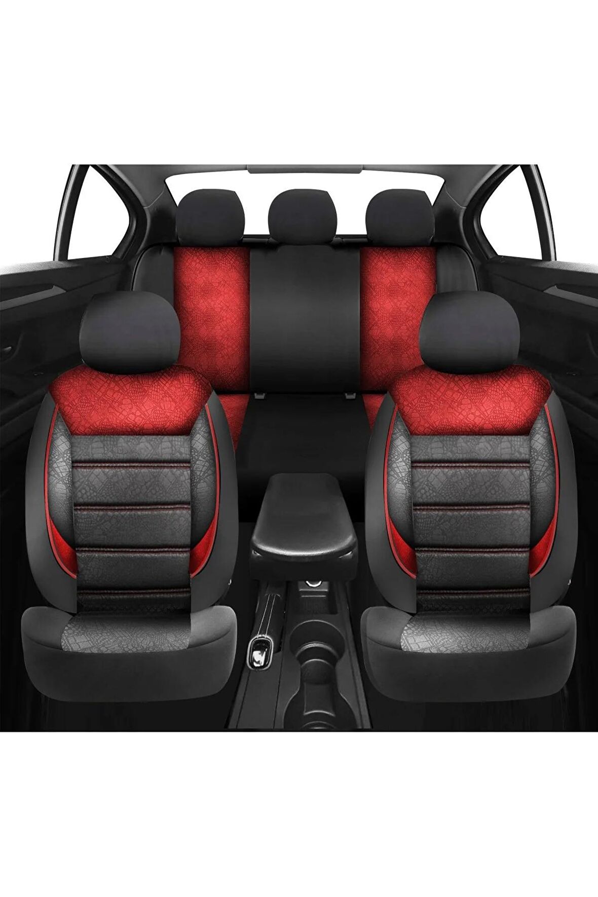 Gofya Kırmızı Desenli Mitsubishi Colt Uyumlu Oto Koltuk Kılıfı 57