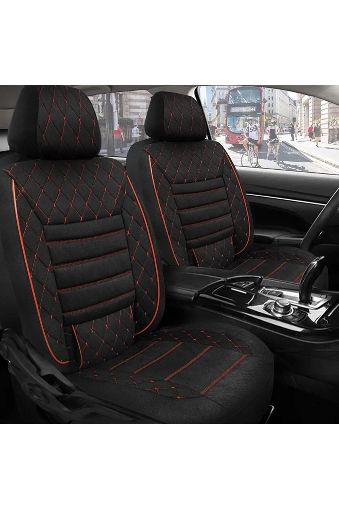 Unıversal NMS YENİ Premio Kırmızı Tay Tüyü Süet Ford Focus 2 Uyumlu Oto Koltuk Kılıfı 57