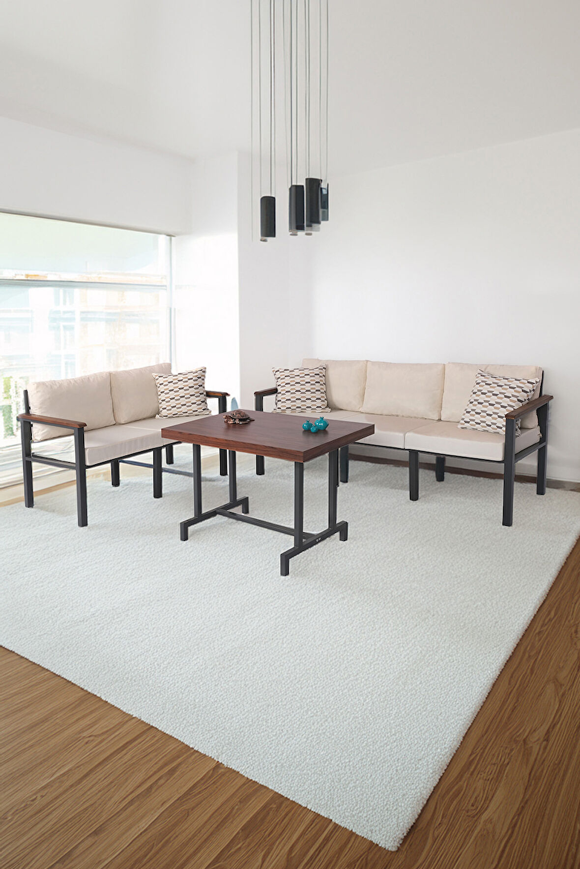 NEOKAS Metal Bahçe Takımı, Balkon Seti, Kafe Koltuğu, Bekleme Alanı Koltuğu, 2 + 3 + M