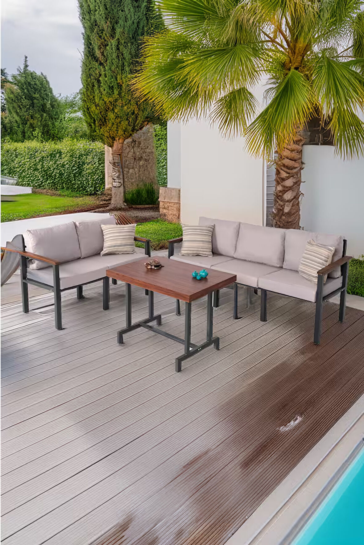 NEOKAS Bahce Mobilyası, Modern Balkon Mobilyası, Kafe Oturma Takımı, Teras Koltugu, Balkon Oturma Grubu, 2+3+M