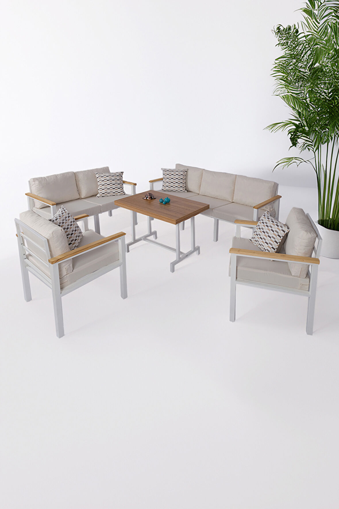 NEOKAS Metal Balkon Seti, Bahçe Takımı, Kafe Koltuğu, Bekleme Alanı Koltuğu, Oturma Grubu 1 + 1 + 2 + 3 + M