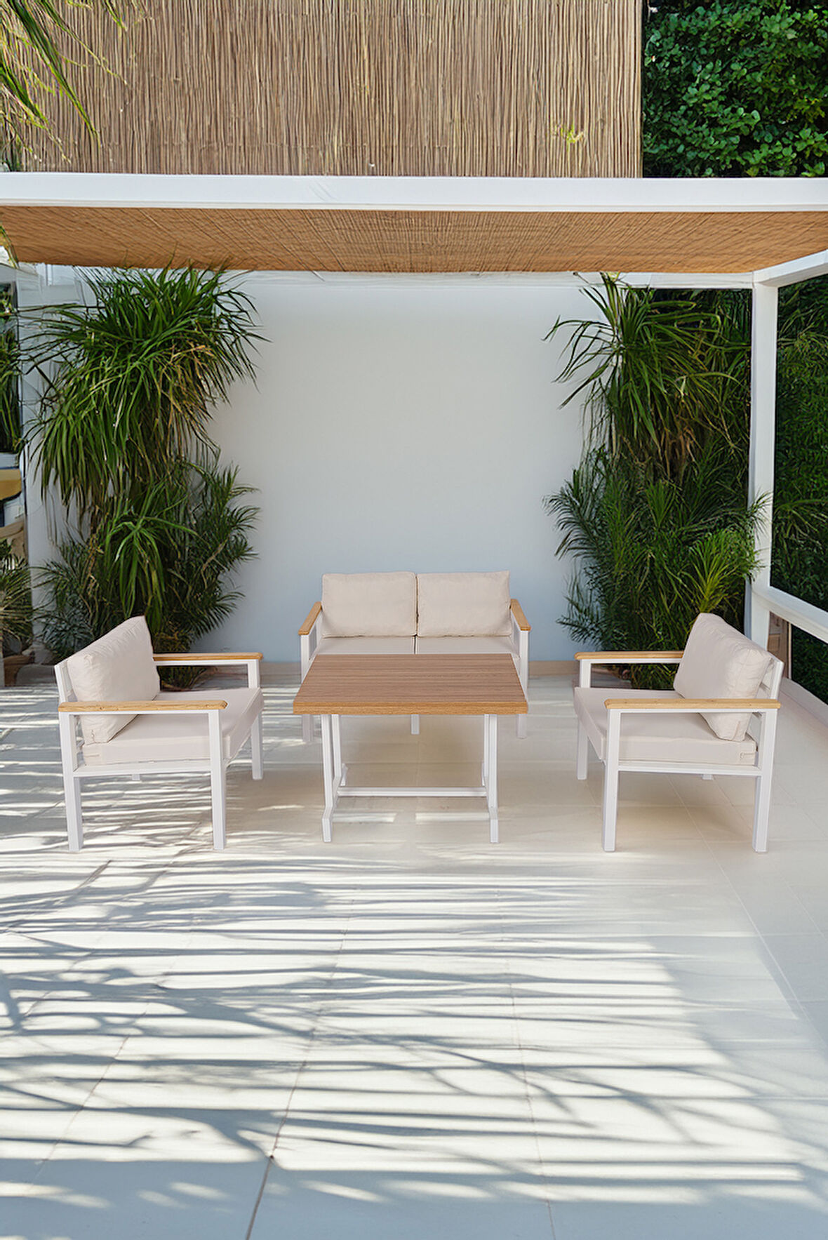 NEOKAS  Balkon Mobilyası, Bahçe Takımı, Kafe Koltuğu, Bekleme Alanı Koltuğu, 1 + 1 + 2 + Masa